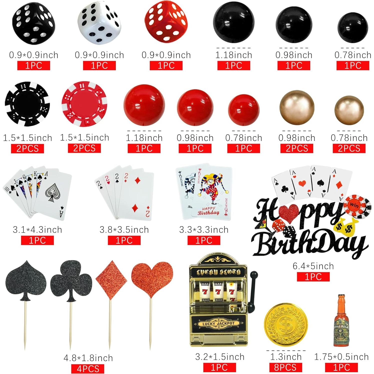 35 PCS Decoraciones para Pasteles de Casino DRWATE - Fichas y Dados