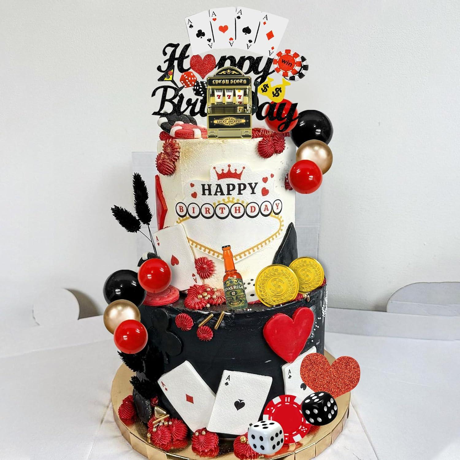 35 PCS Decoraciones para Pasteles de Casino DRWATE - Fichas y Dados