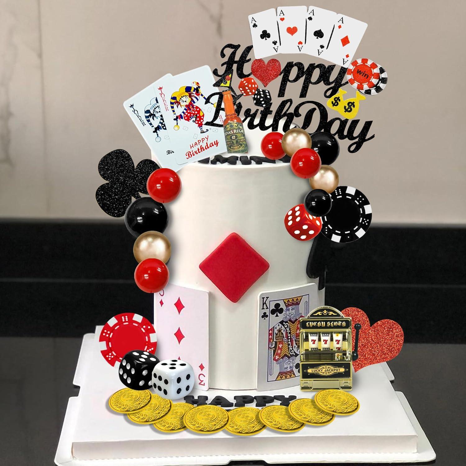 35 PCS Decoraciones para Pasteles de Casino DRWATE - Fichas y Dados