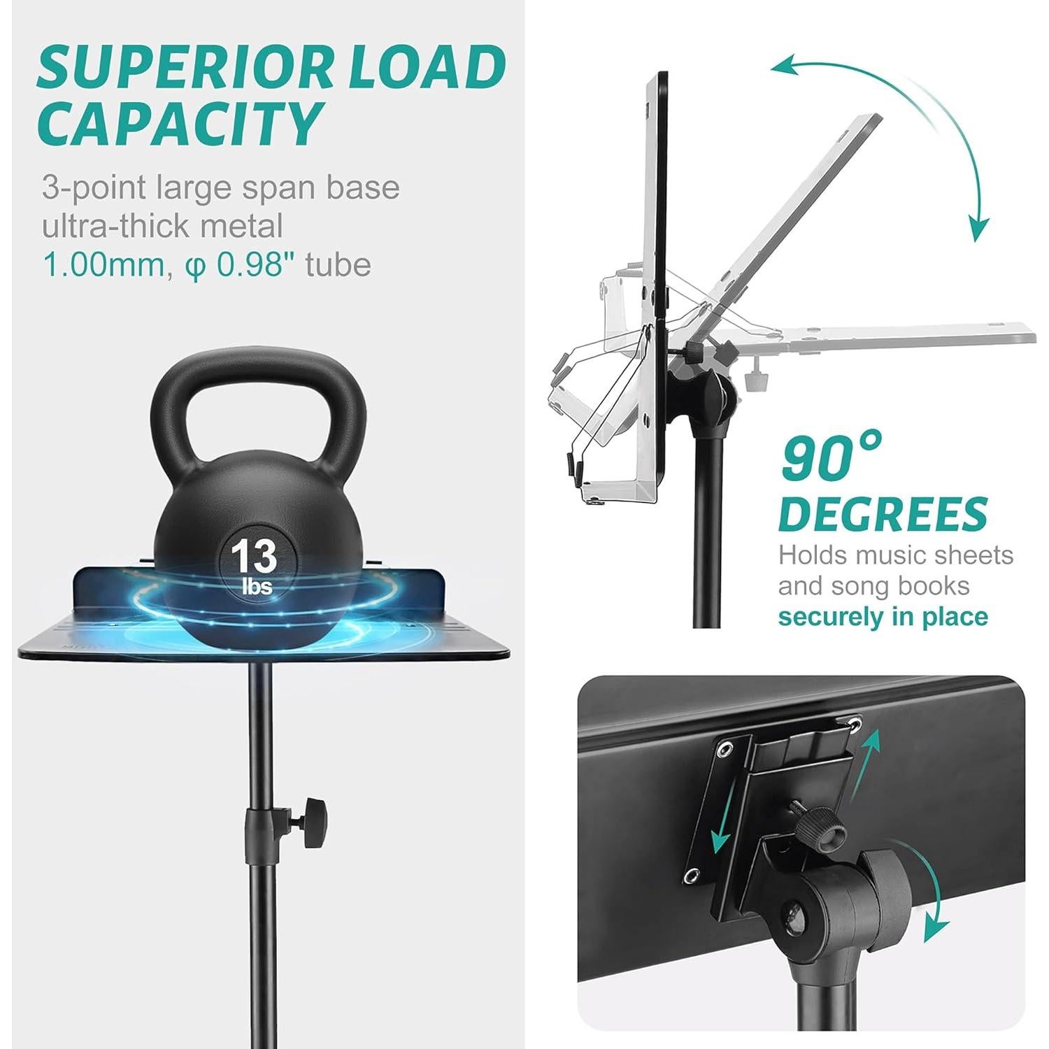 Soporte de Partituras Vekkia Ajustable Plegable 81-142 cm