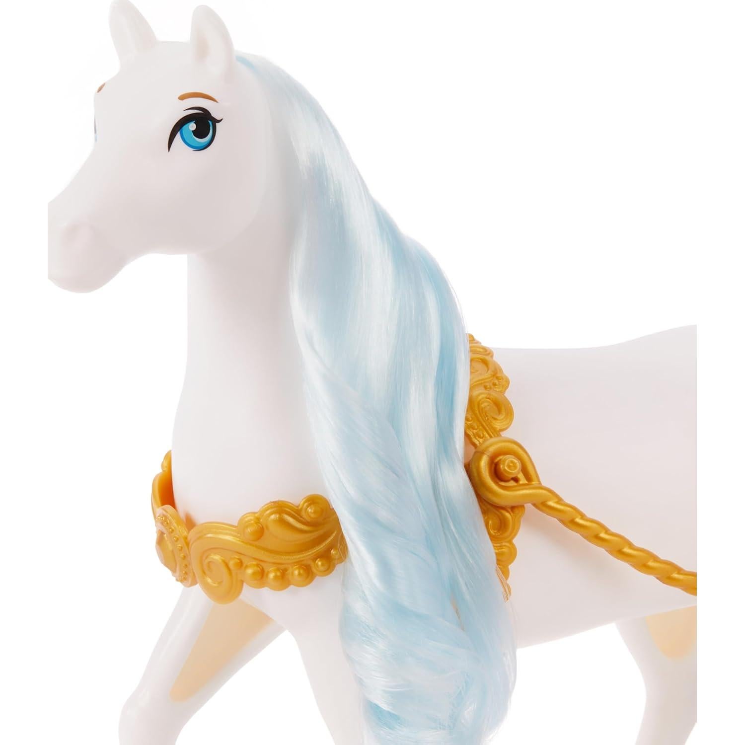 Mattel Disney Princess Toys, Cinderella’s Rolling Carriage, Fashion Doll-Sized with White Horse Featuring Brushable Mane & Tail, Inspired by The Movie