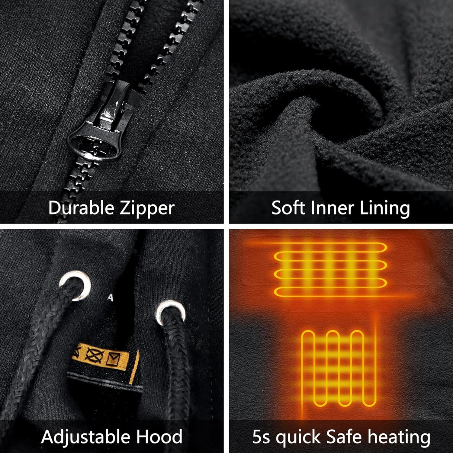 Sudadera con calefacción Unisex 7.4V 10000mAh 3 niveles