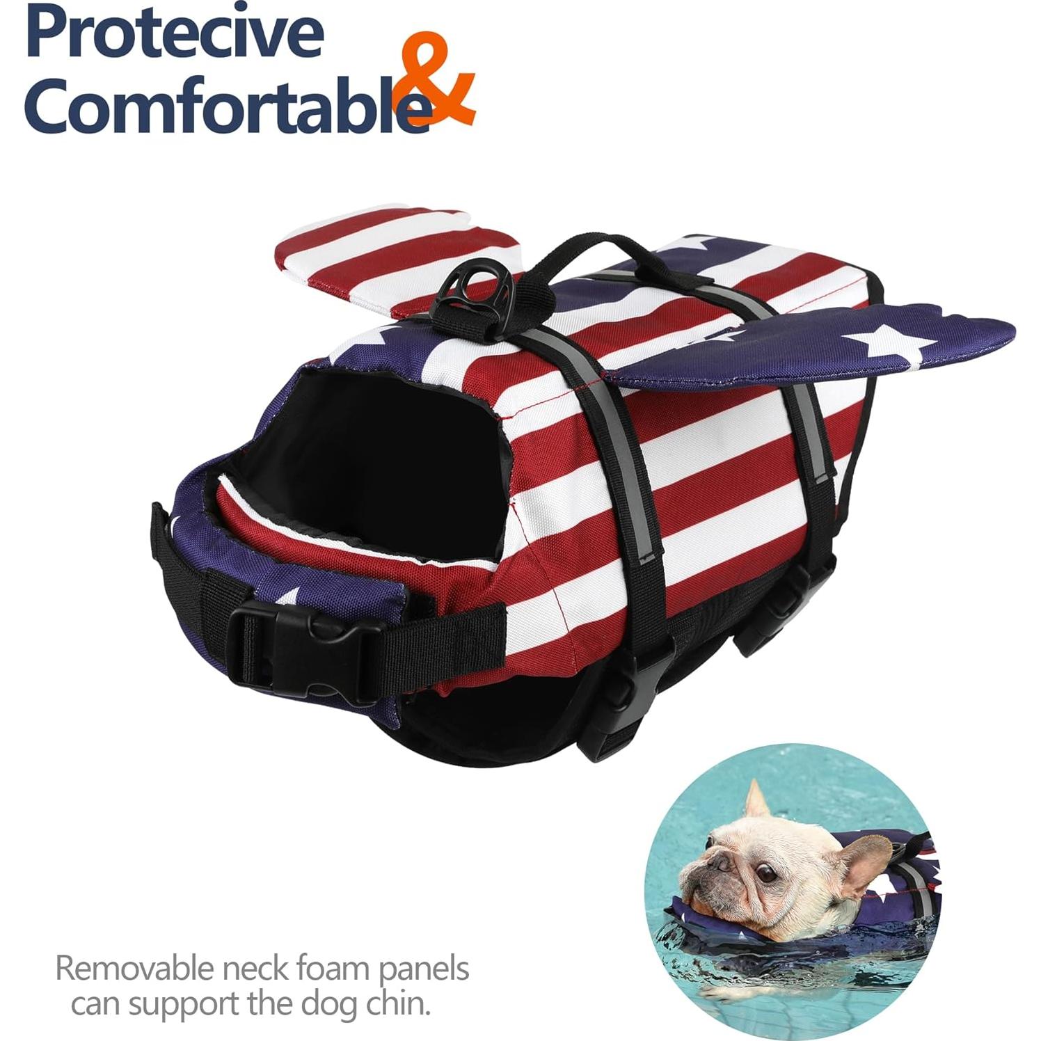 Chaleco Salvavidas para Perros Petglad Bandera Americana XS