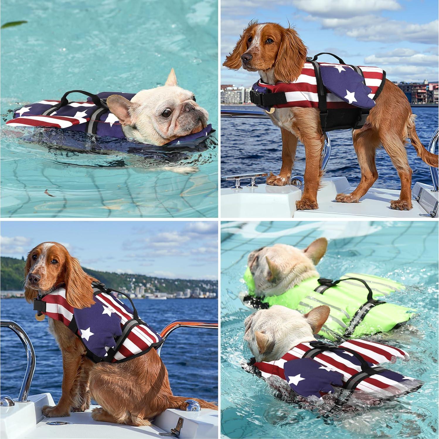 Chaleco Salvavidas para Perros Petglad Bandera Americana XS