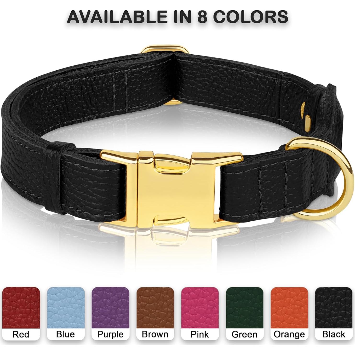 Collar de perro de cuero Budkas con soporte para AirTag - XS 23-31 cm