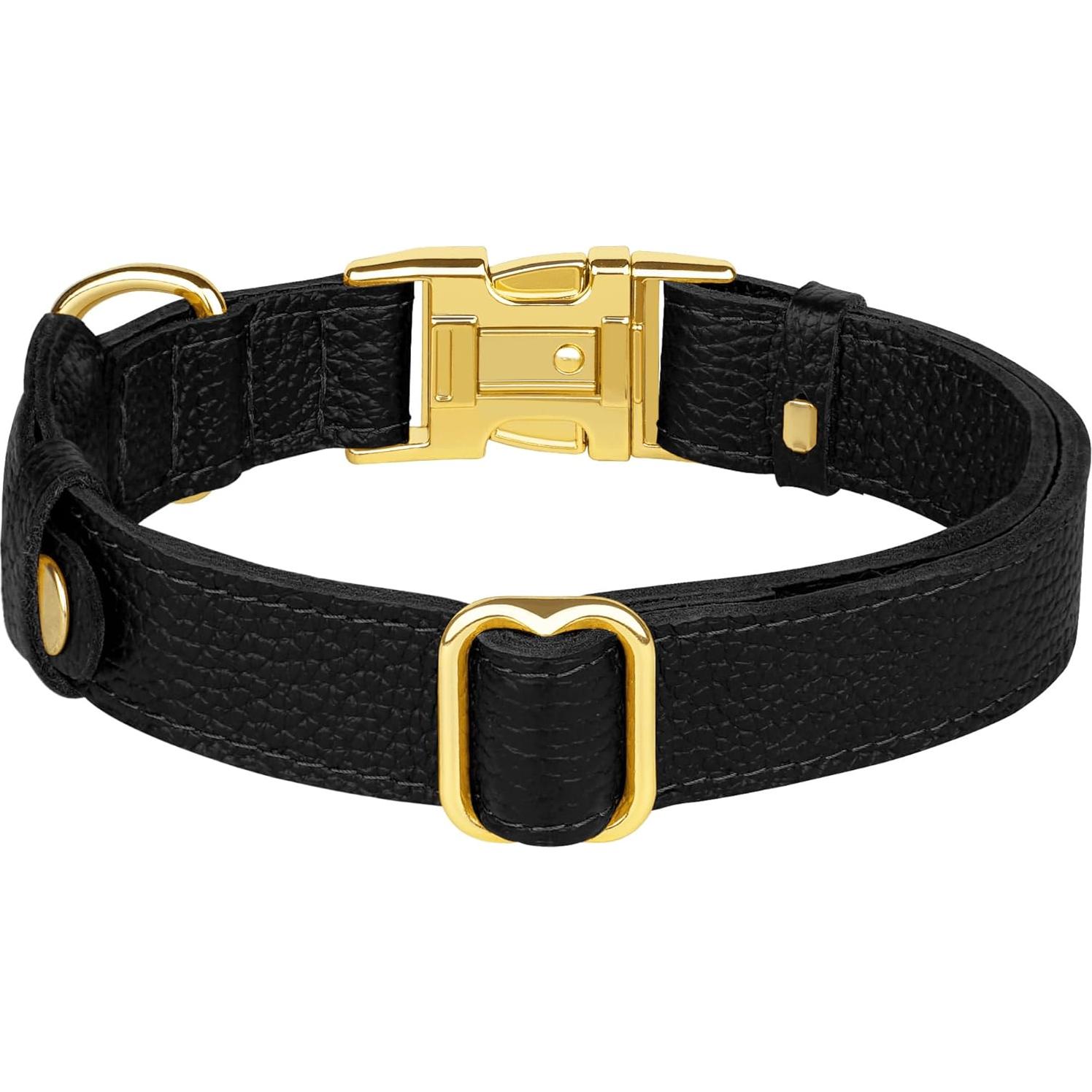 Collar de perro de cuero Budkas con soporte para AirTag - XS 23-31 cm