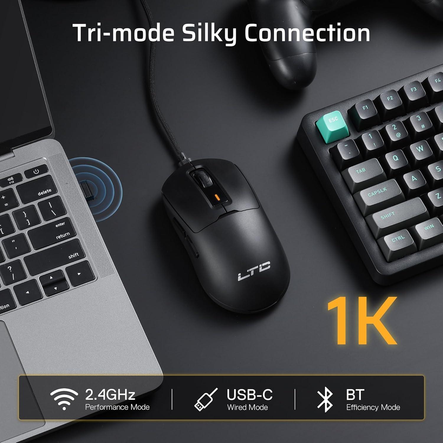 Ratón Gaming Inalámbrico LTC GM024 Ultra-Ligero 59g 2.4GHz/BT