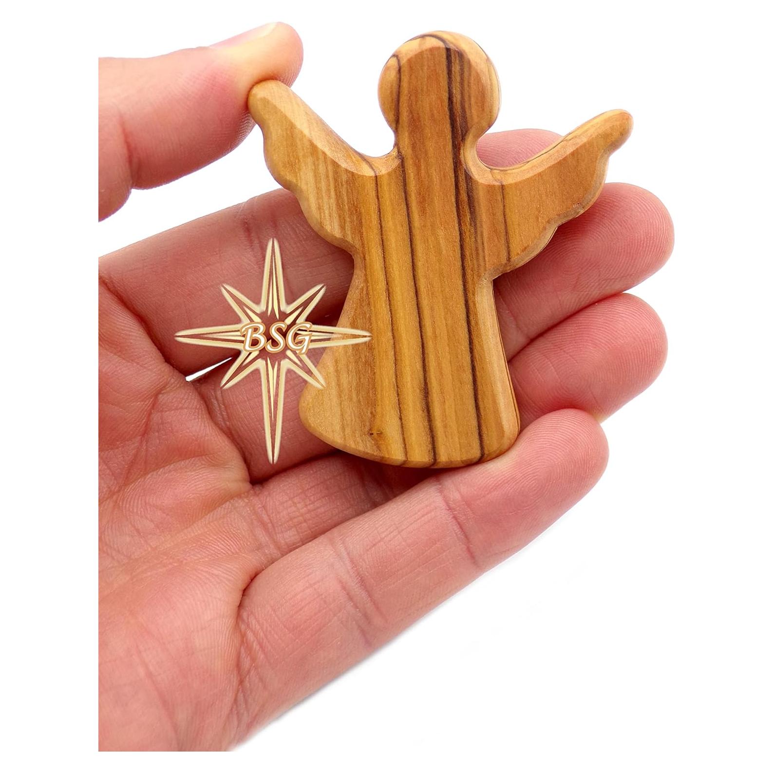 Ángel Guardián de Madera de Olivo Dacaret 6x5 cm