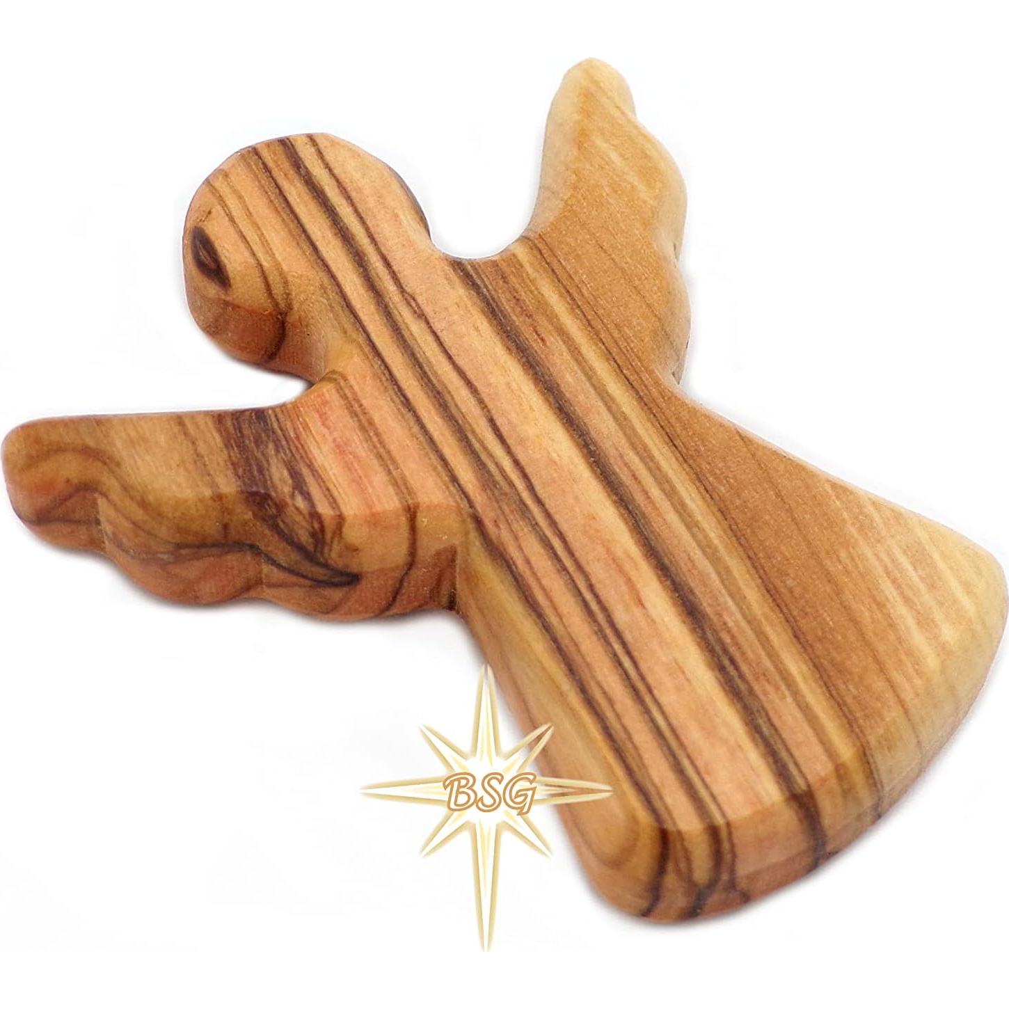 Ángel Guardián de Madera de Olivo Dacaret 6x5 cm