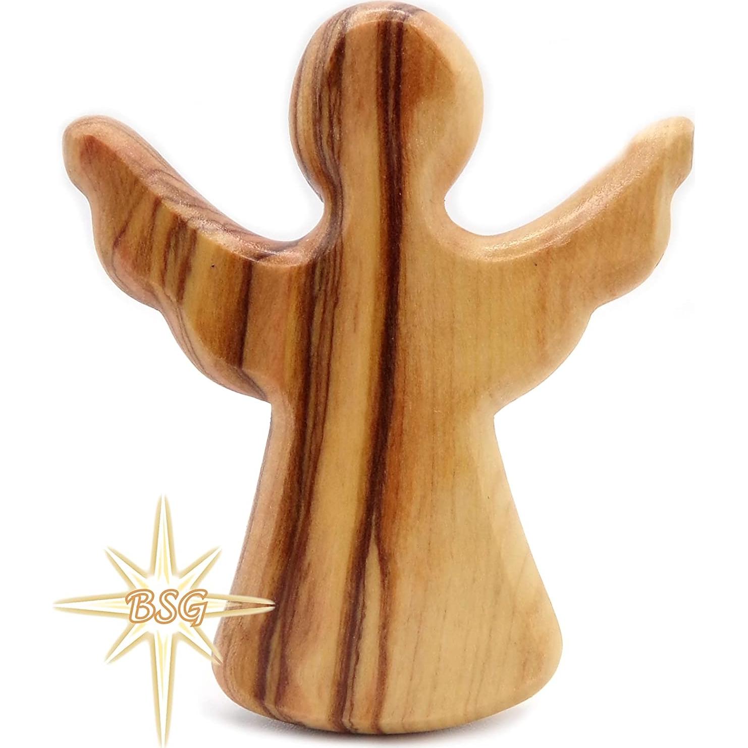 Ángel Guardián de Madera de Olivo Dacaret 6x5 cm