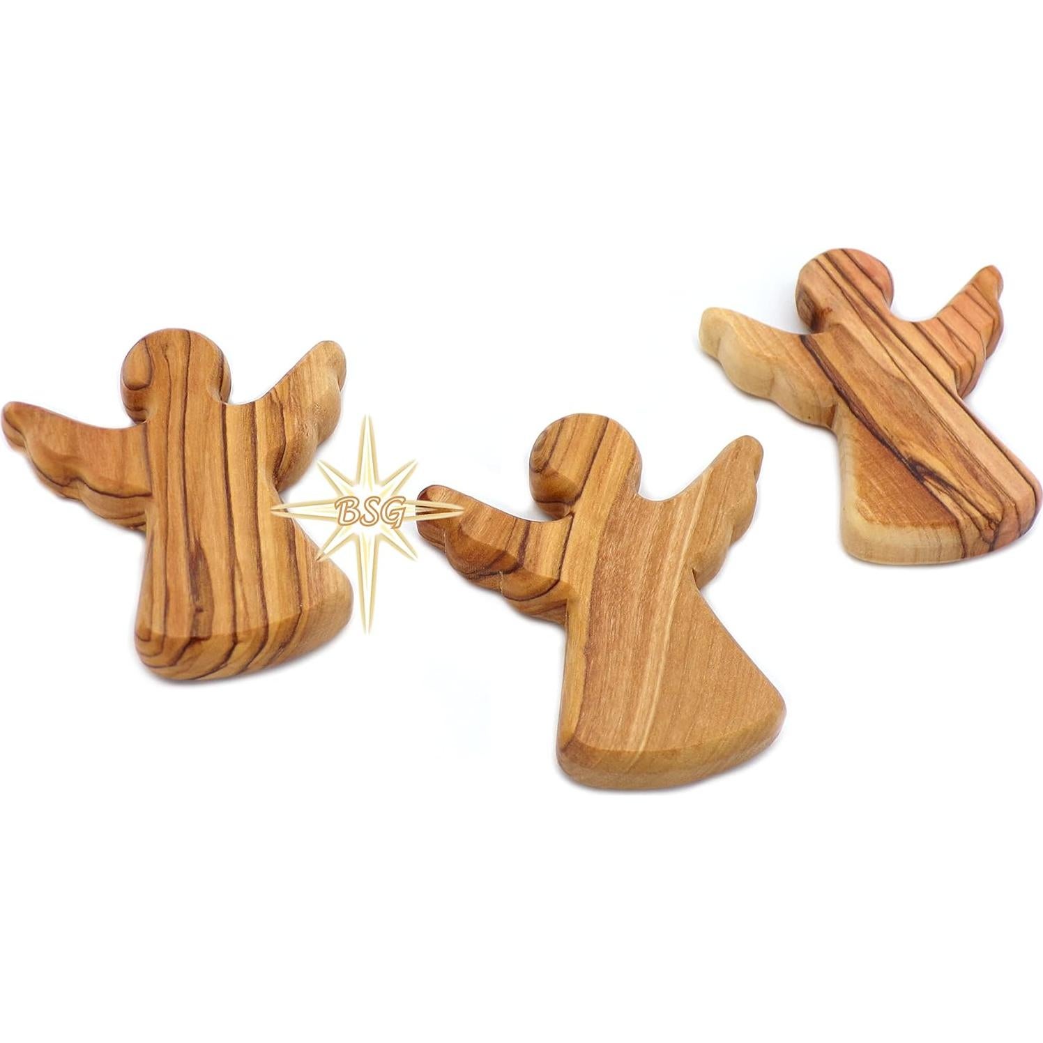 Ángel Guardián de Madera de Olivo Dacaret 6x5 cm