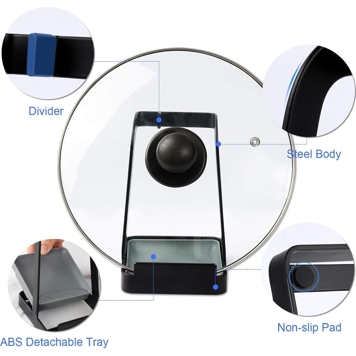 Soporte Multifuncional para Tapas de Olla NiHome - Negro