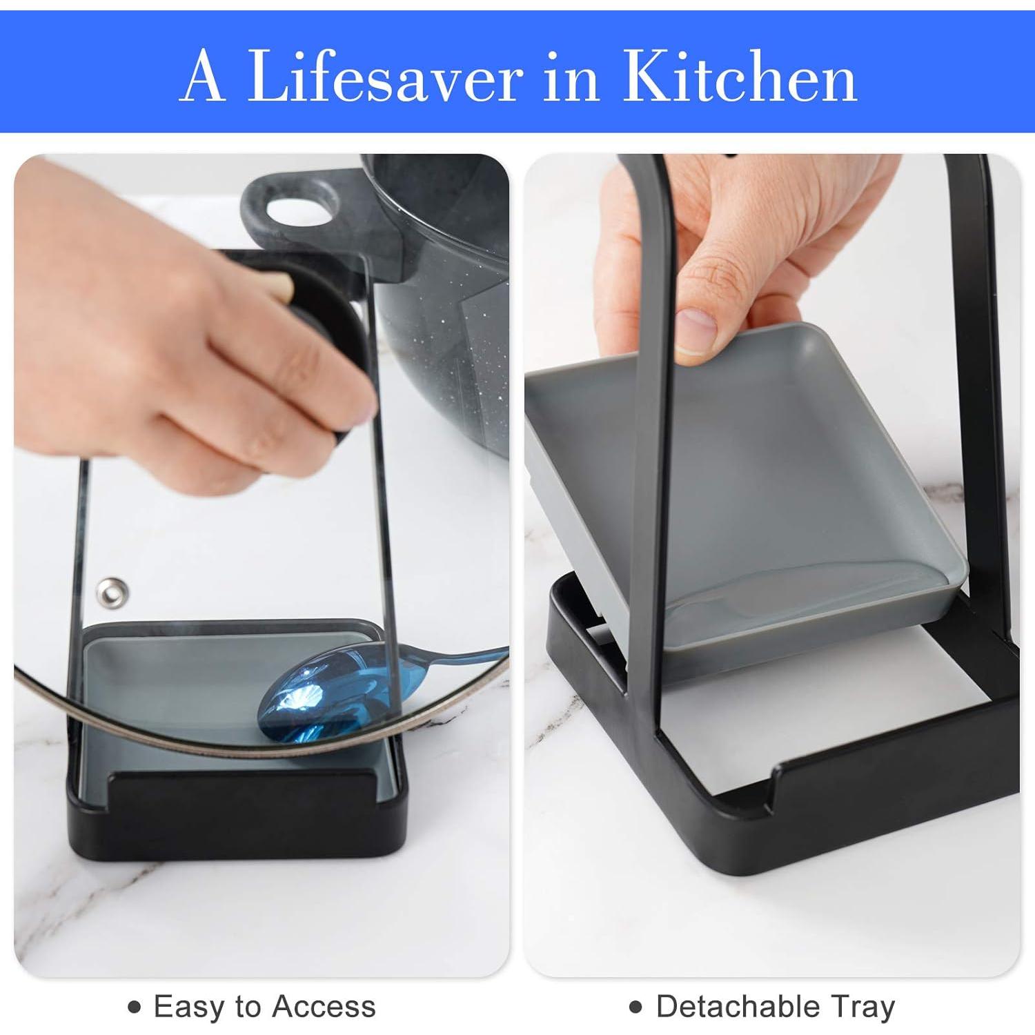 Soporte Multifuncional para Tapas de Olla NiHome - Negro