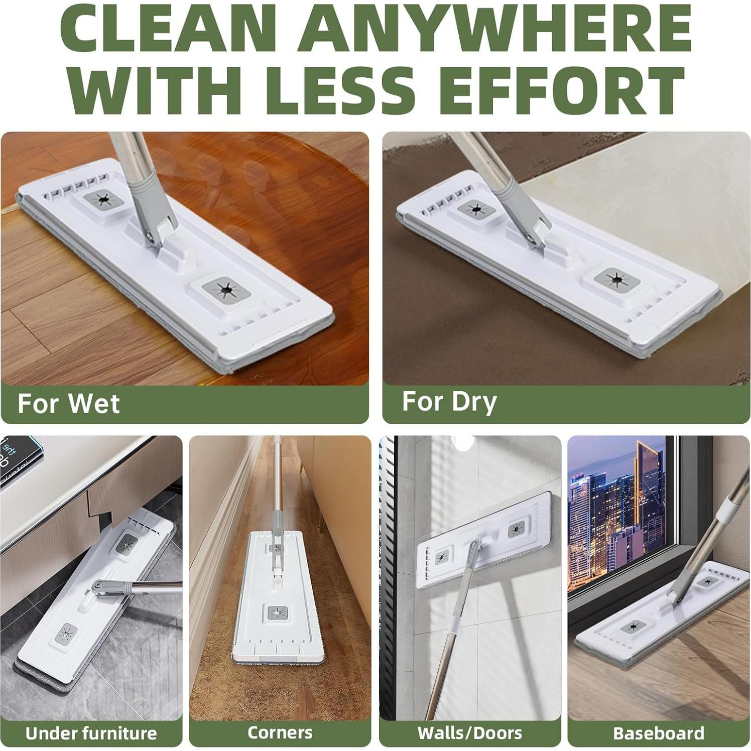 Juego de Mopa y Cubo ZJSYJJ con 6 Paños de Microfibra 39.9 cm