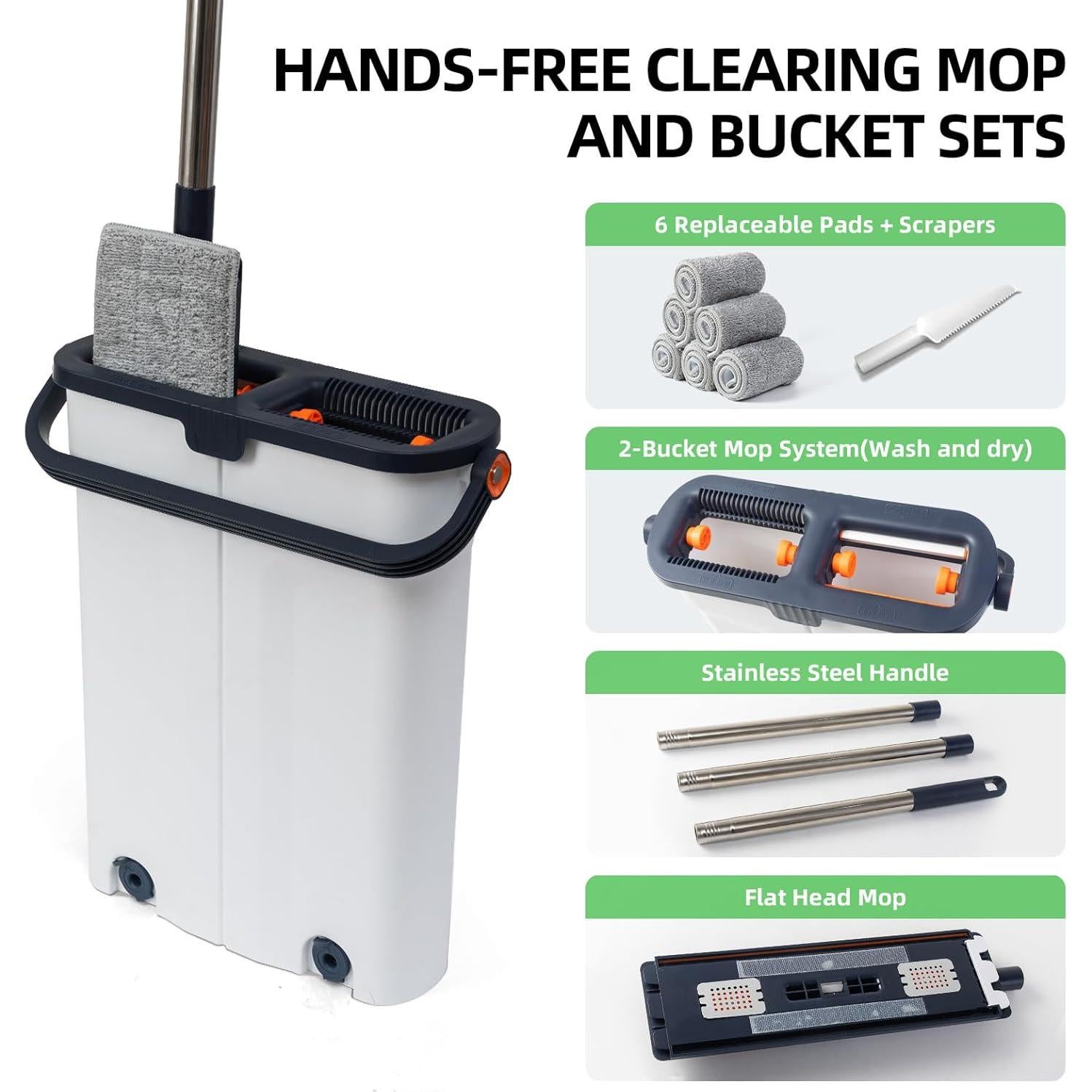 Juego de trapeador y cubo 360° ZJSYJJ con escurridor