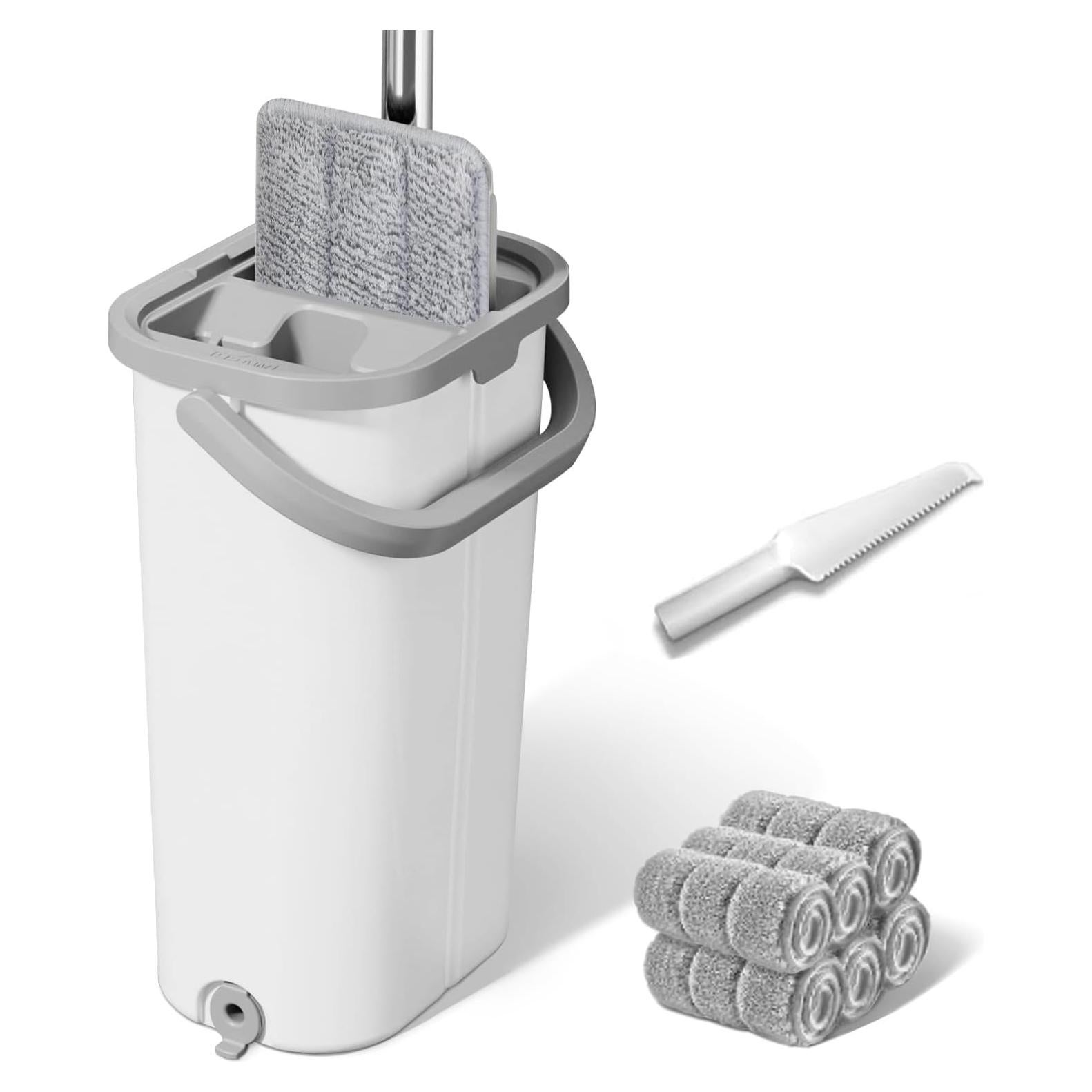 Juego de trapeador y cubo ZJSYJJ con 6 almohadillas reutilizables