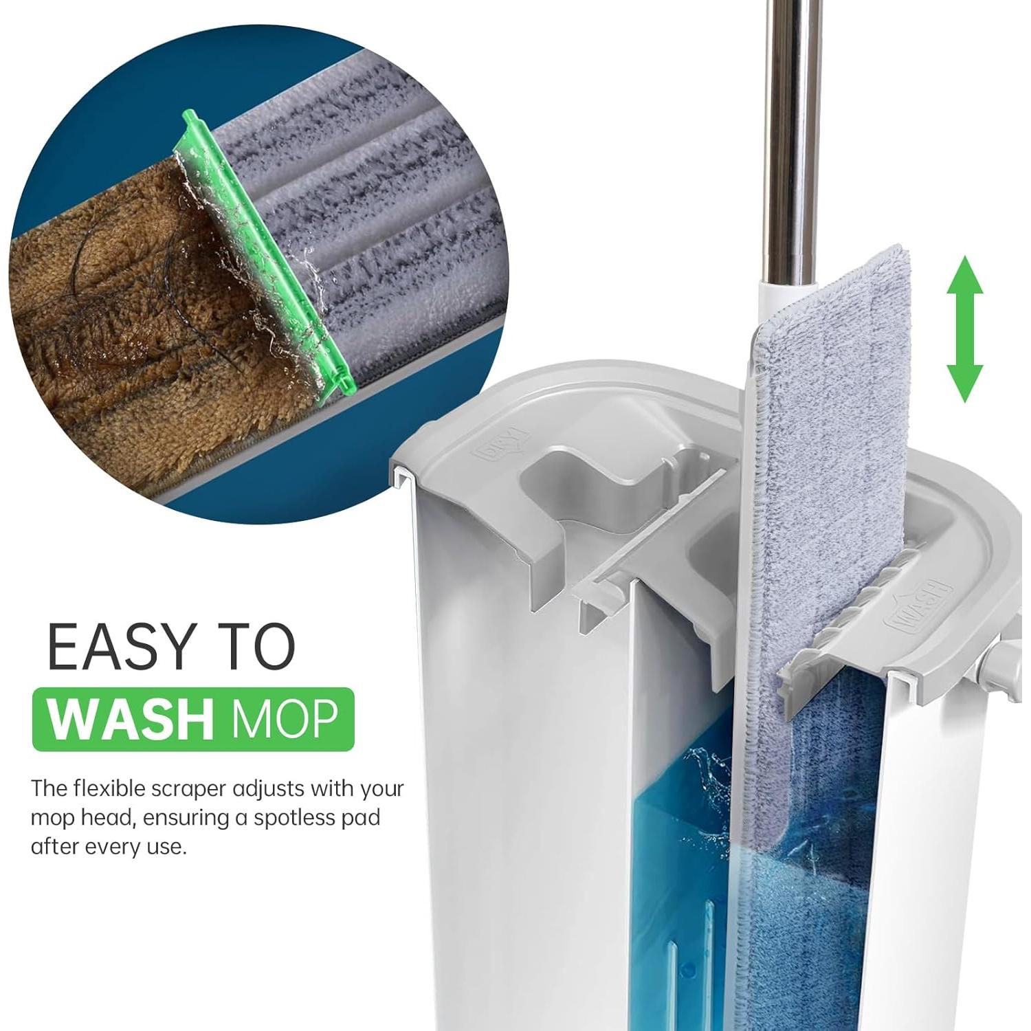 Juego de trapeador y cubo ZJSYJJ con 6 almohadillas reutilizables