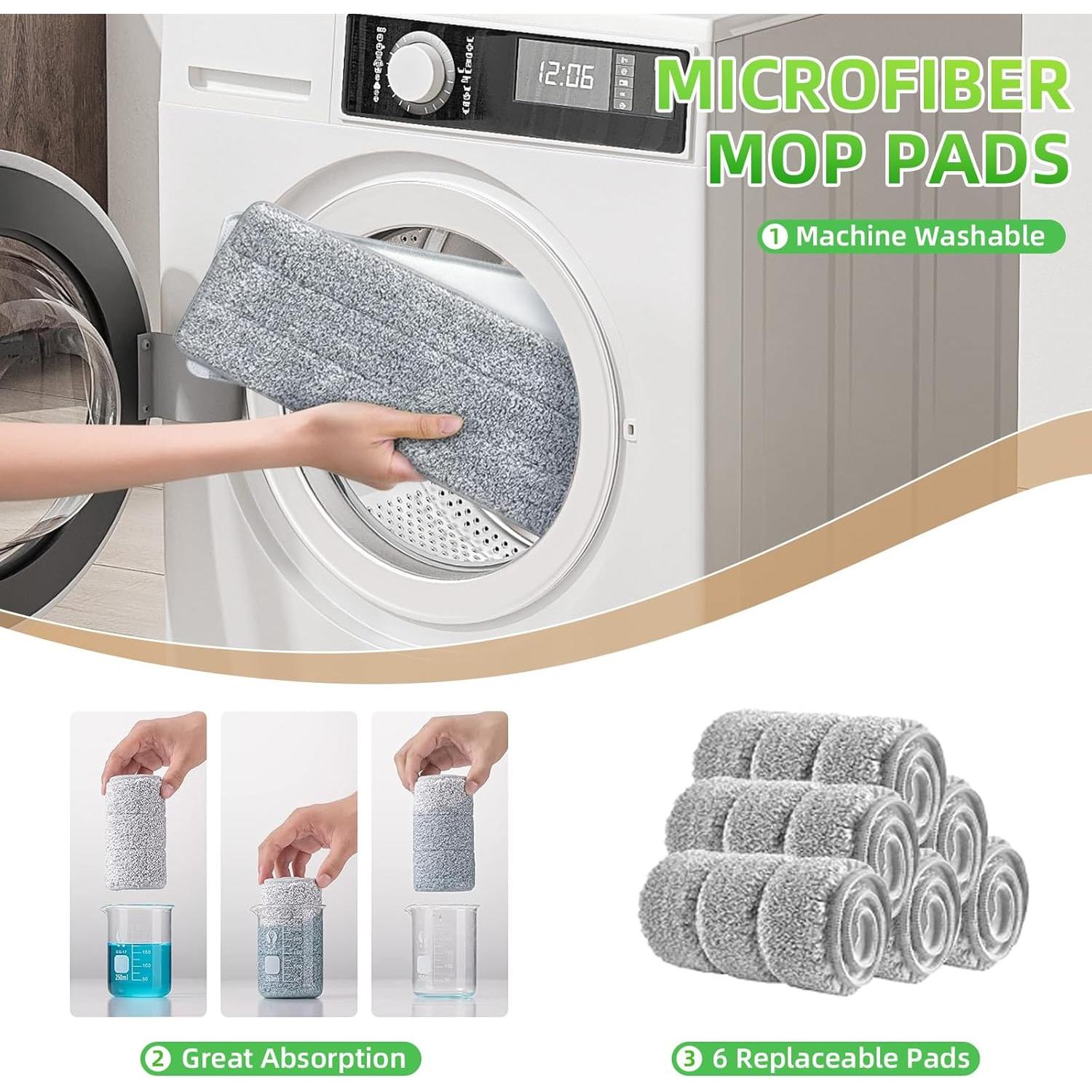 Juego de trapeador y cubo ZJSYJJ con 6 almohadillas reutilizables