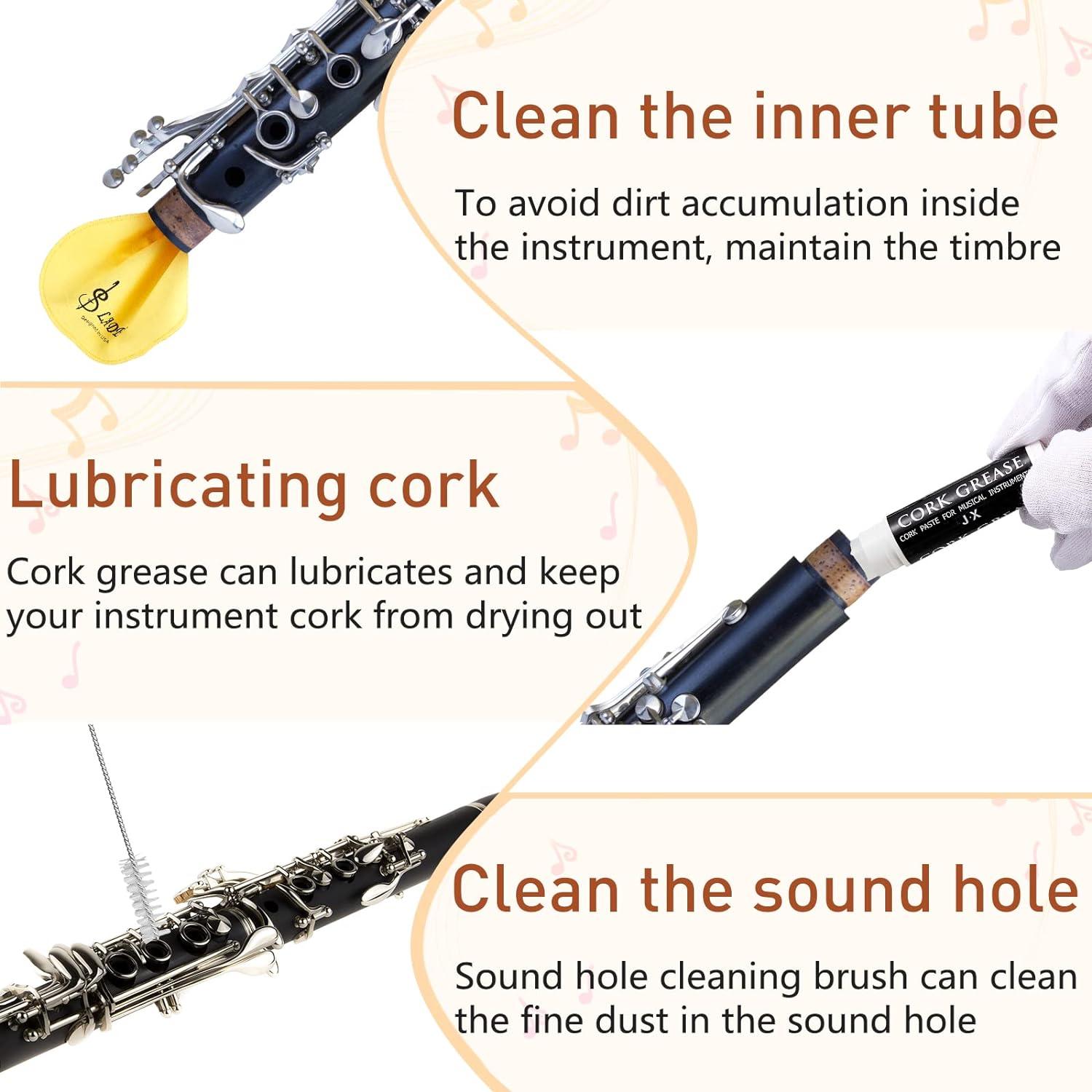 Kit de Limpieza para Clarinete Boao 23 Piezas Amarillo