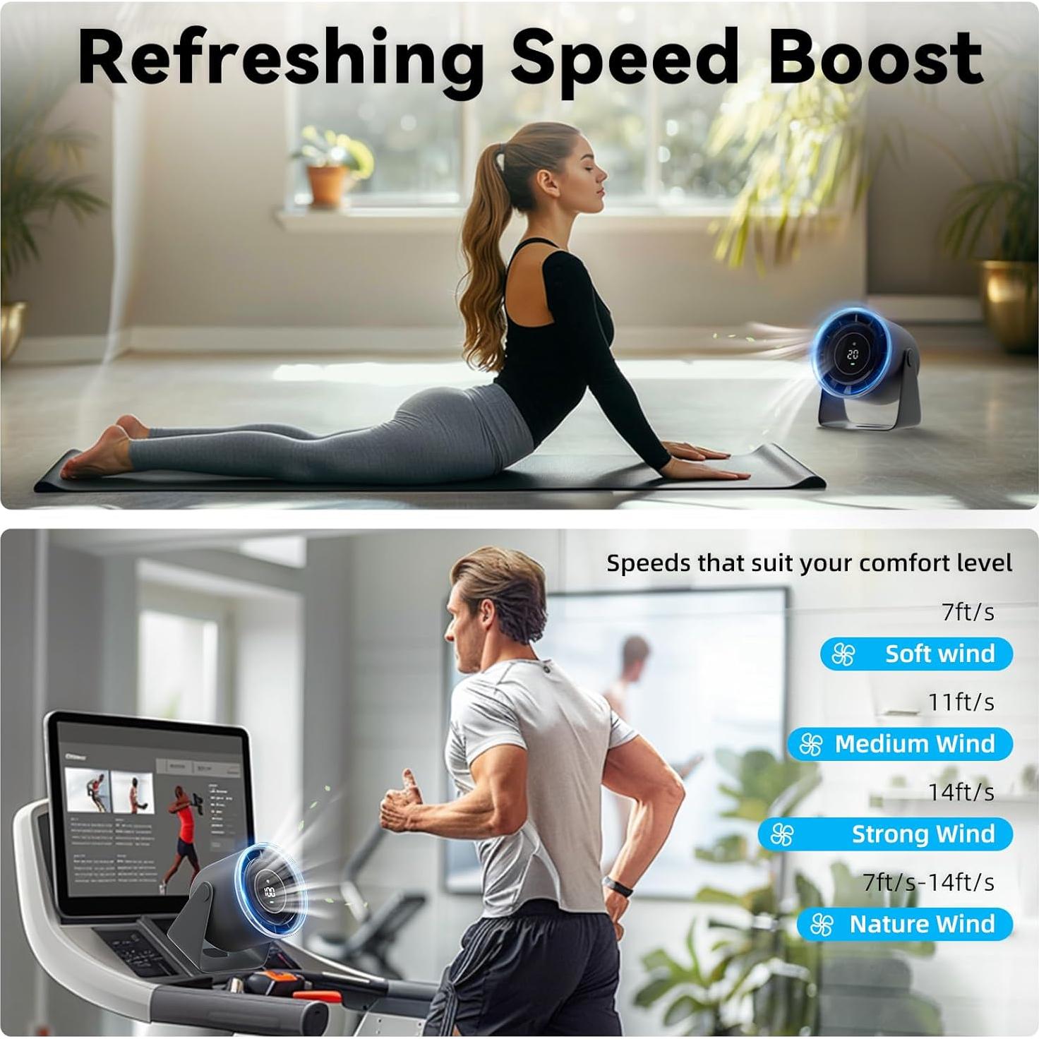 Ventilador de Mesa POOCCI AF02 Portátil USB Silencioso 100 Velocidades