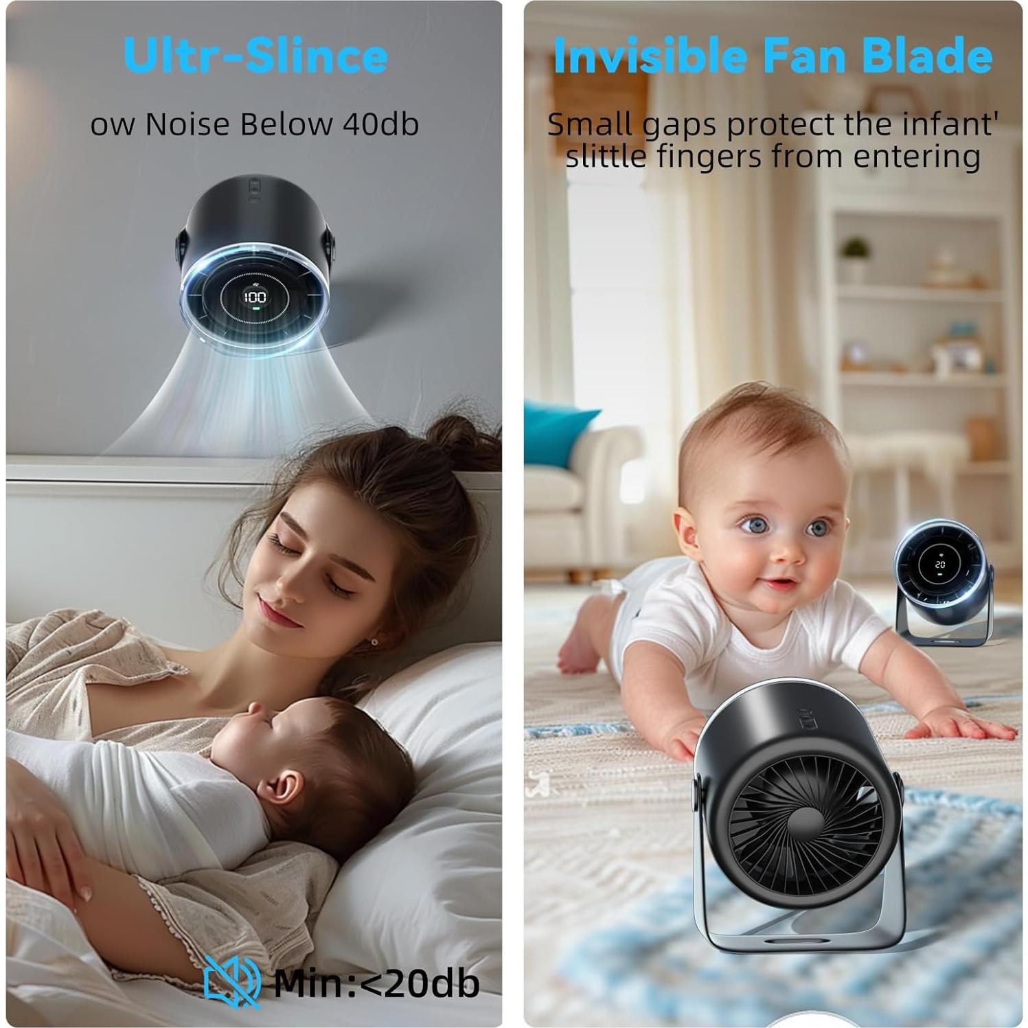 Ventilador de Mesa POOCCI AF02 Portátil USB Silencioso 100 Velocidades