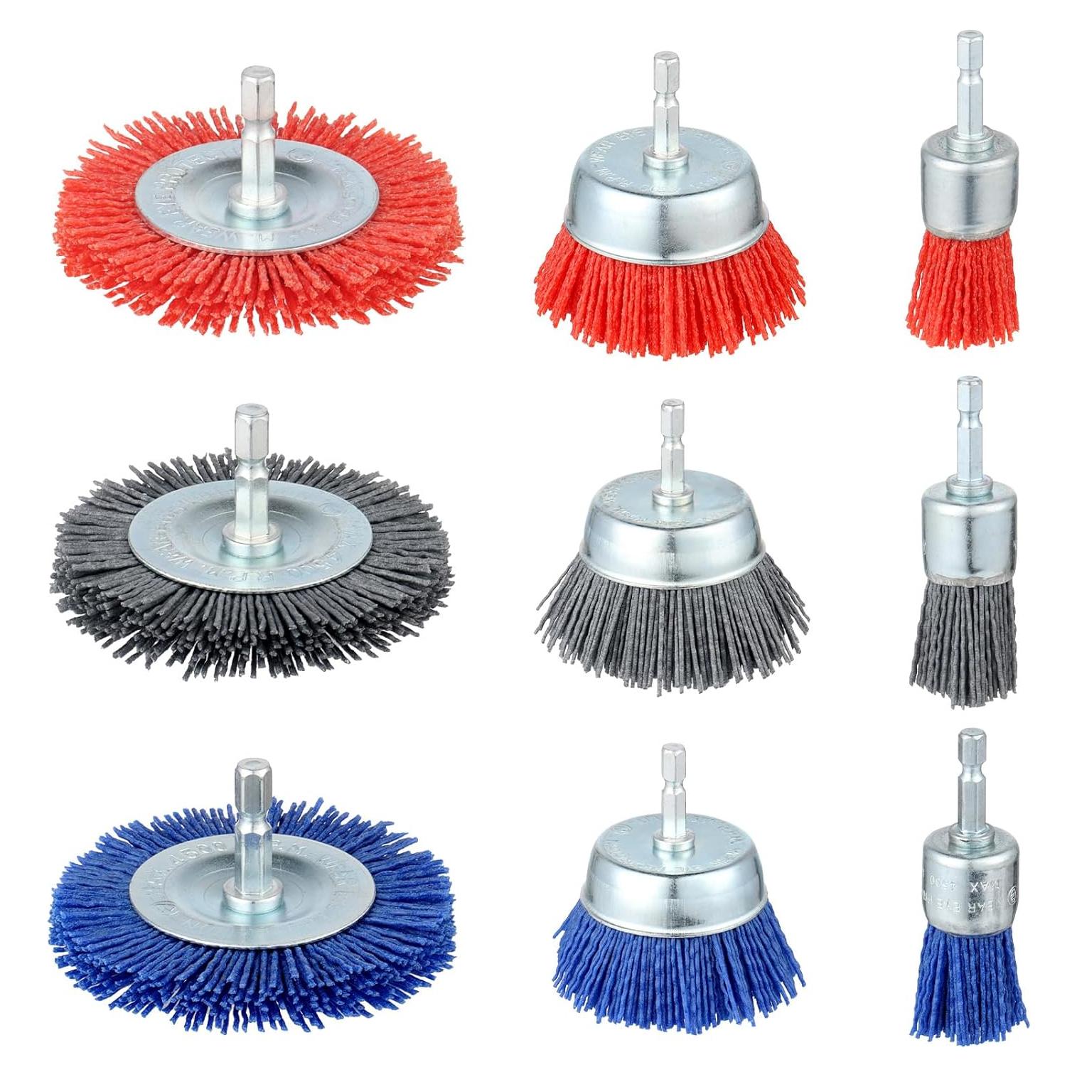 Juego de Cepillos Abrasivos de Nylon AOKLIT - 9 Paquetes, 80-240 Grano