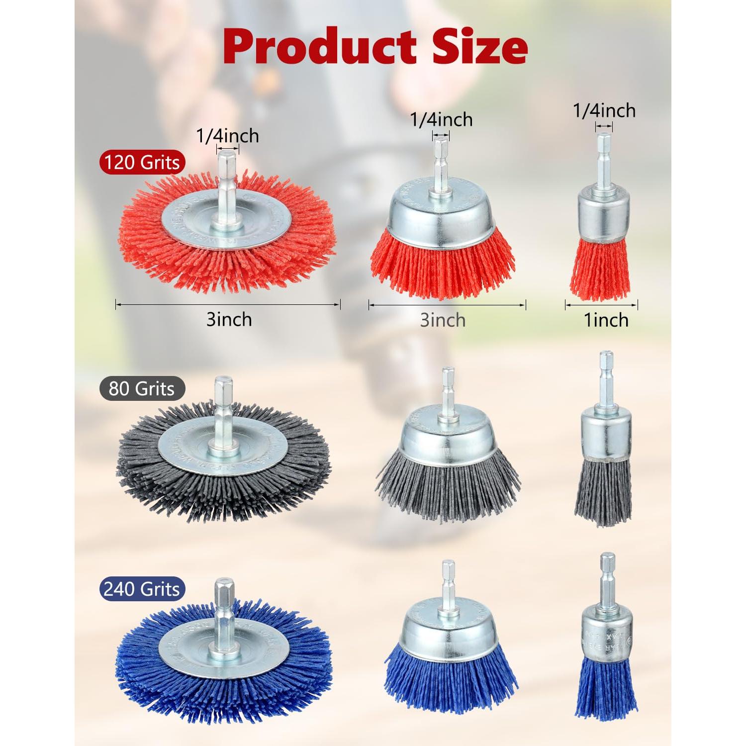 Juego de Cepillos Abrasivos de Nylon AOKLIT - 9 Paquetes, 80-240 Grano