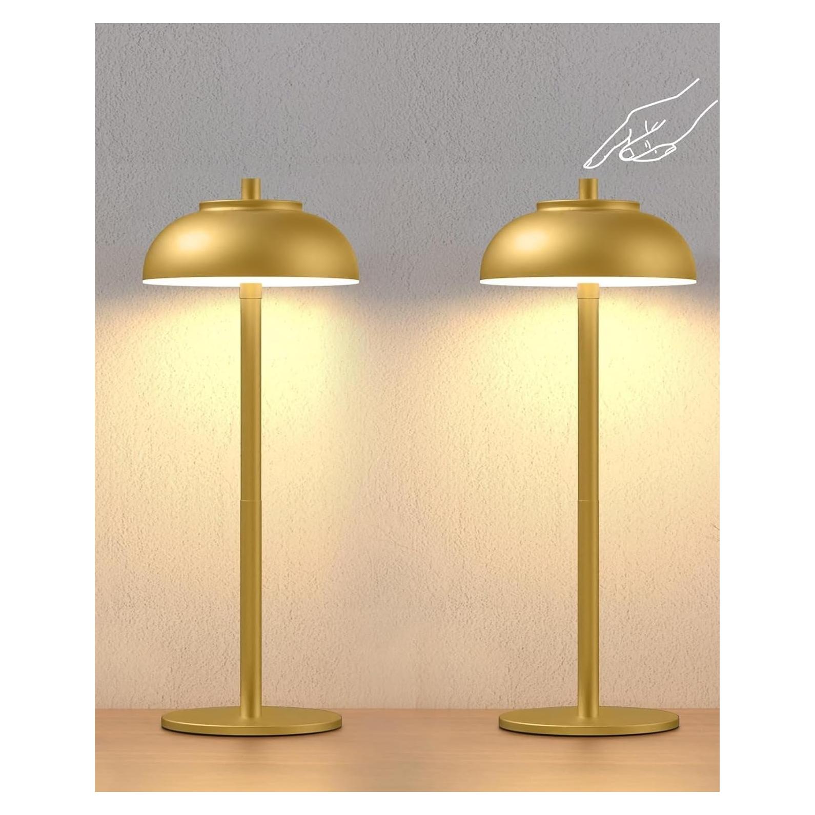 Juego de 2 Lámparas de Mesa LED Doradas Recargables IP65