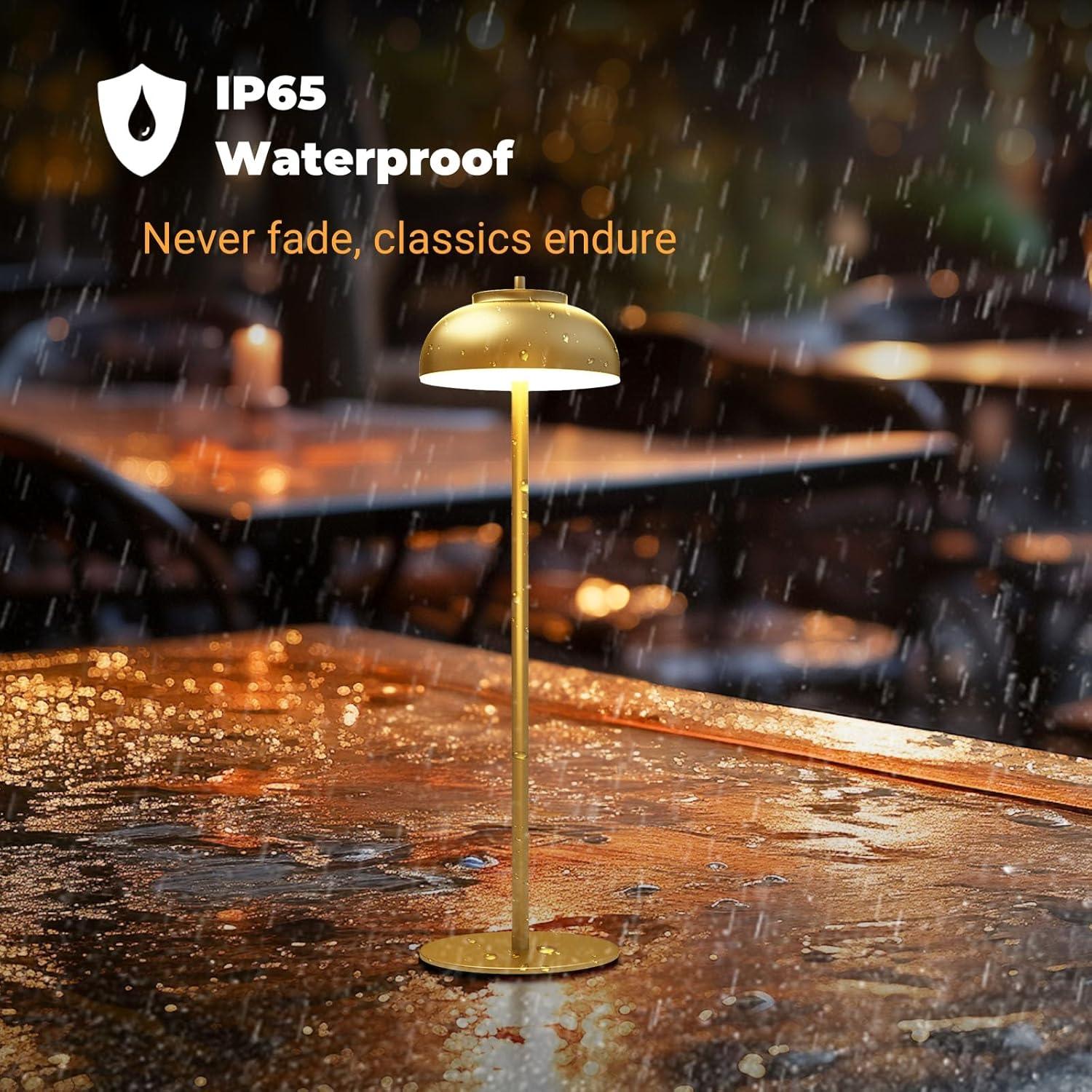 Juego de 2 Lámparas de Mesa LED Doradas Recargables IP65