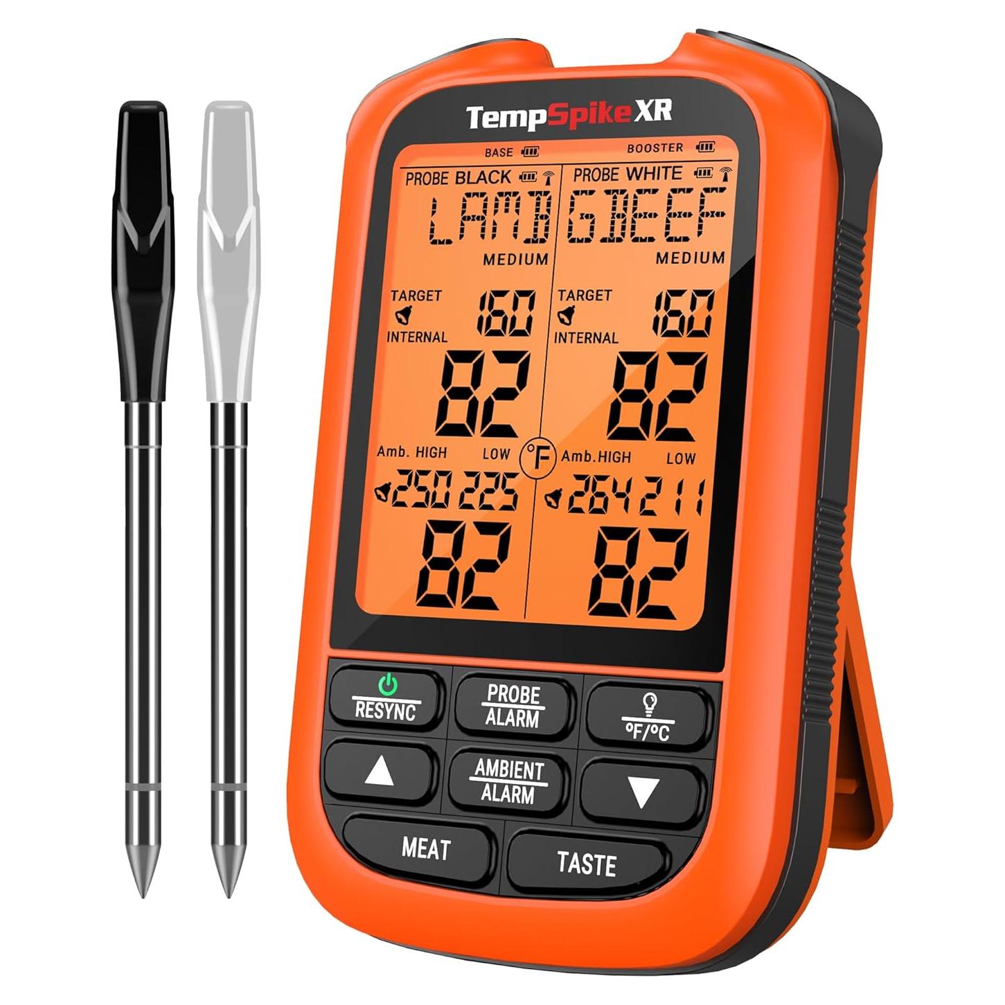 ThermoPro TempSpike 1000FT Wireless Meat Thermometer Digital with 2 Upgraded Ultra-Thin Probe, Kitchen Food Thermometer for Cooking/Turkey/Oven/Smoker/Rotisserie/Stove/BBQ Grill