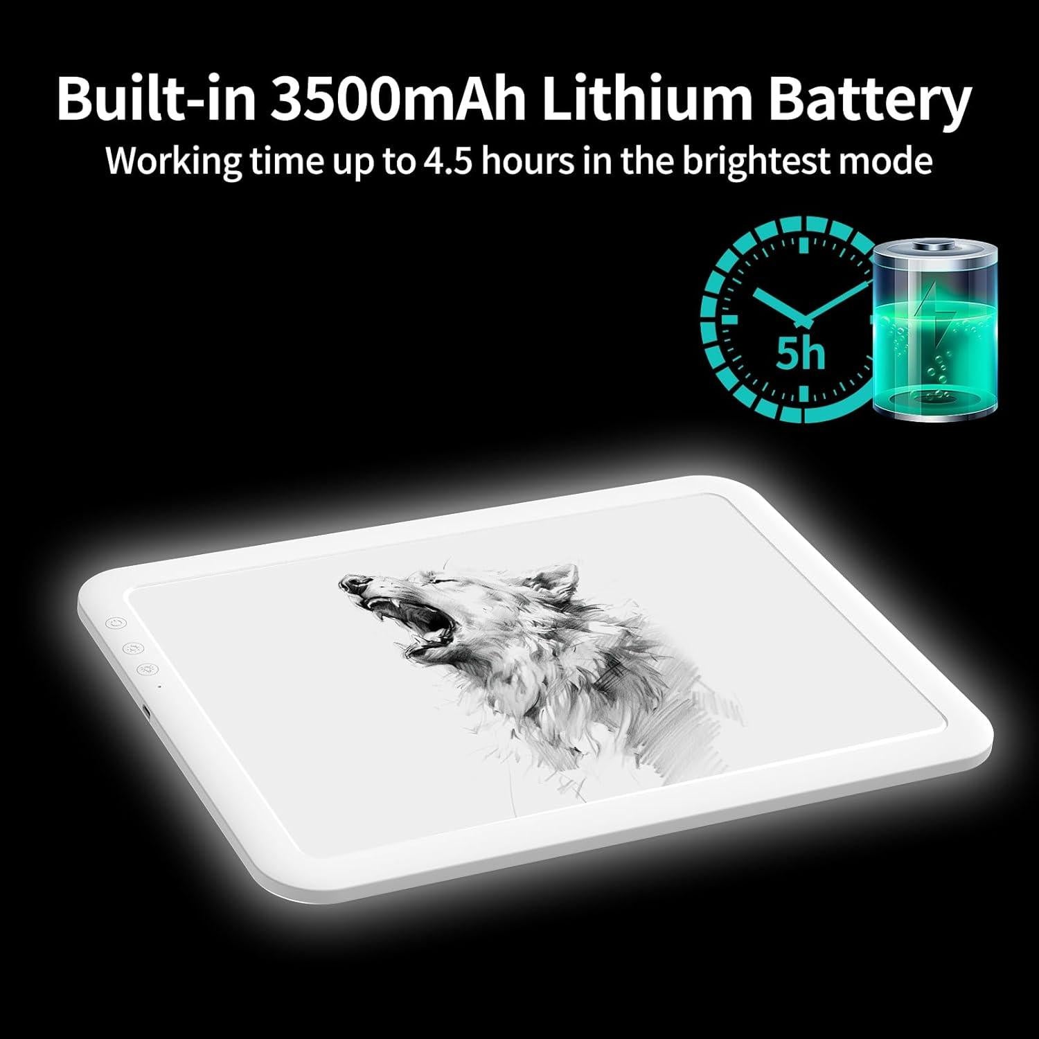 Mesa de Luz A3 TOHETO Inalámbrica LED 3500mAh Blanca