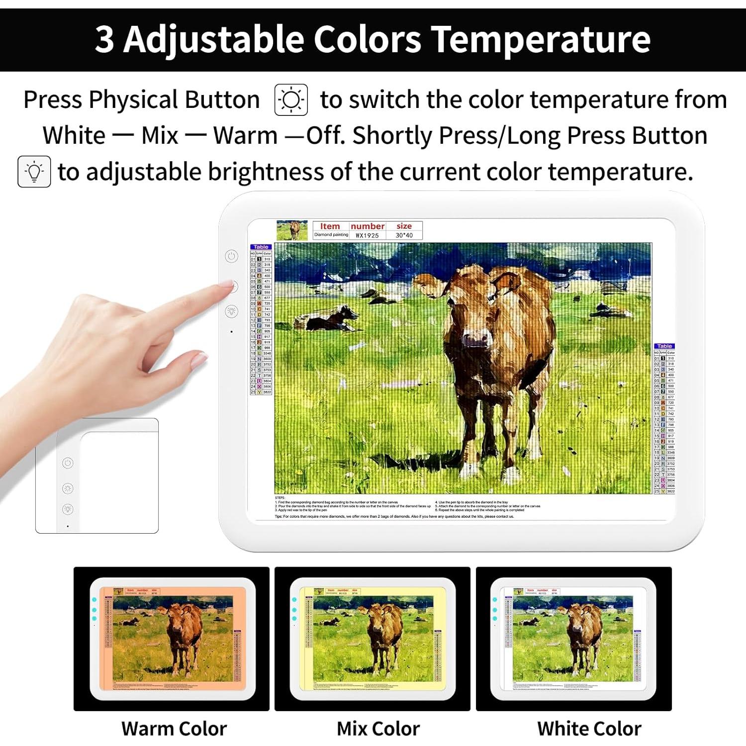 Mesa de Luz A3 TOHETO Inalámbrica LED 3500mAh Blanca