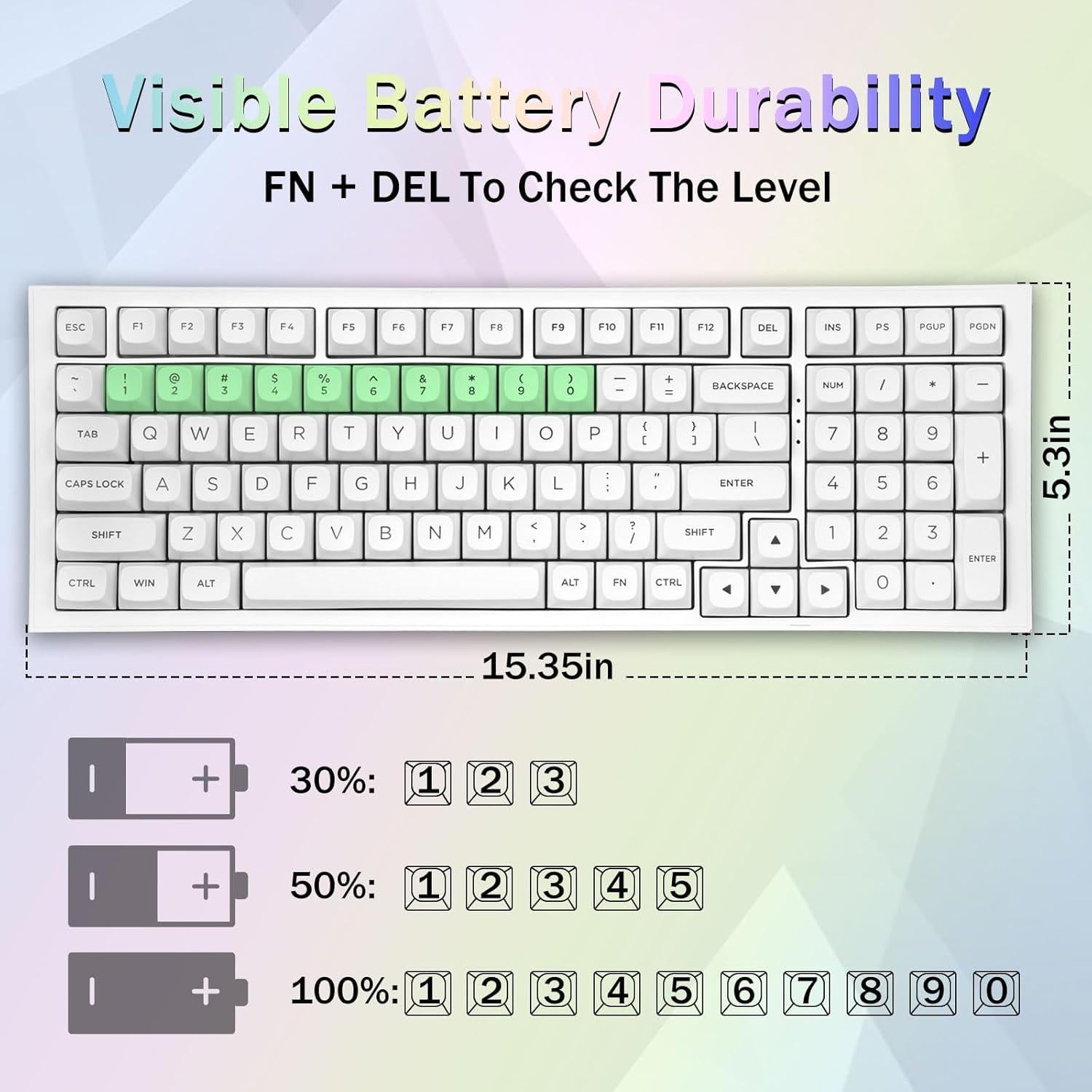 Teclado Mecánico Inalámbrico Redragon K723 Blanco RGB 99 Teclas