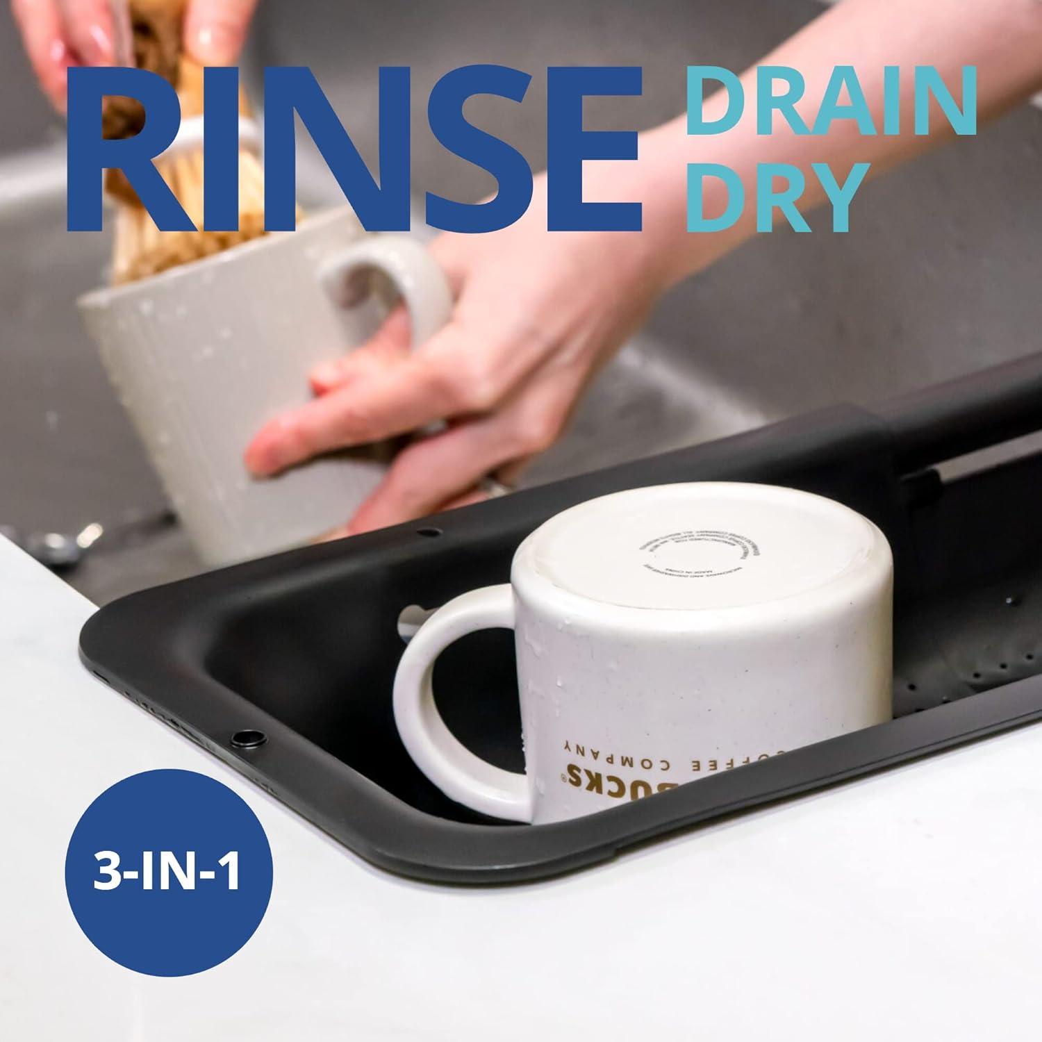 Colador de Fregadero Ajustable BLUE GINKGO - Negro 20.1x38 cm