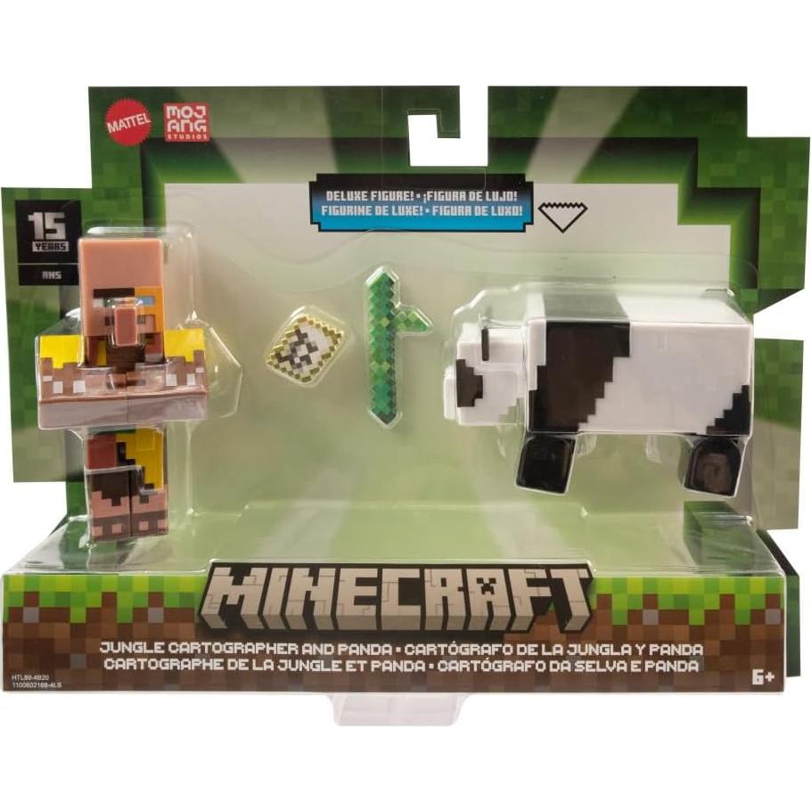 Figura de acción Minecraft Cartógrafo y Panda Mattel 8.26 cm