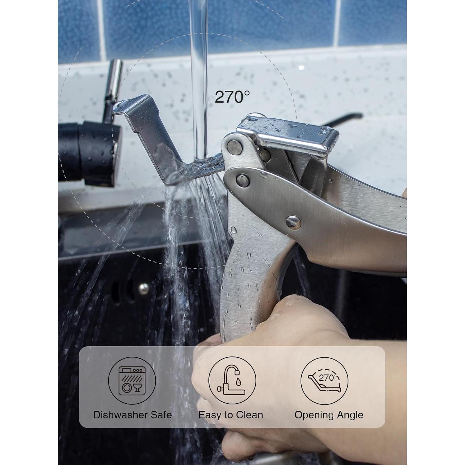 Garlic Press, No Peel Garlic Press with Ergonomic Handle, Heavy Duty Rust-Proof Garlic Mincer, Dishwasher Safe, Professional Garlic Crusher, 5-Year Warranty