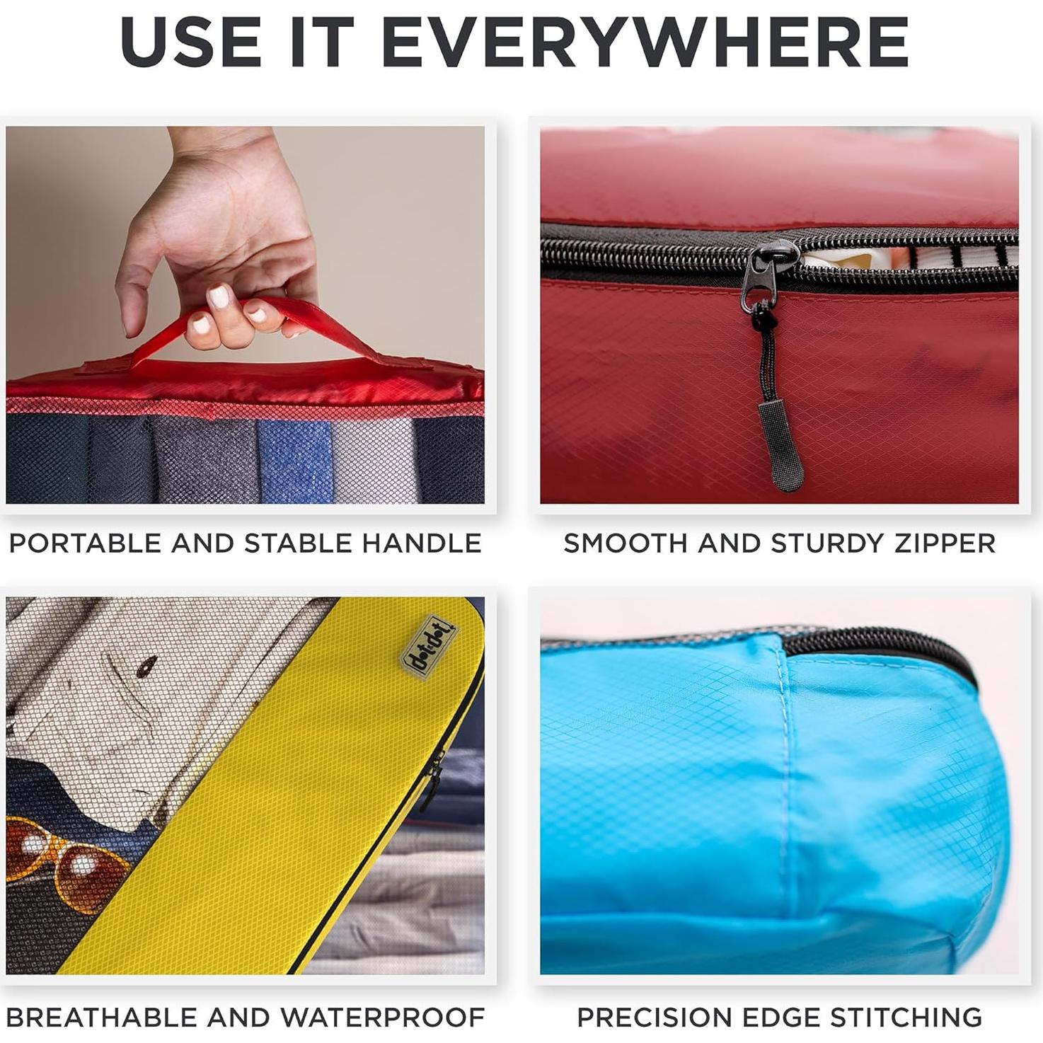 Cubos de Empaque Grandes Dot&Dot 10pc - Organizadores de Maleta