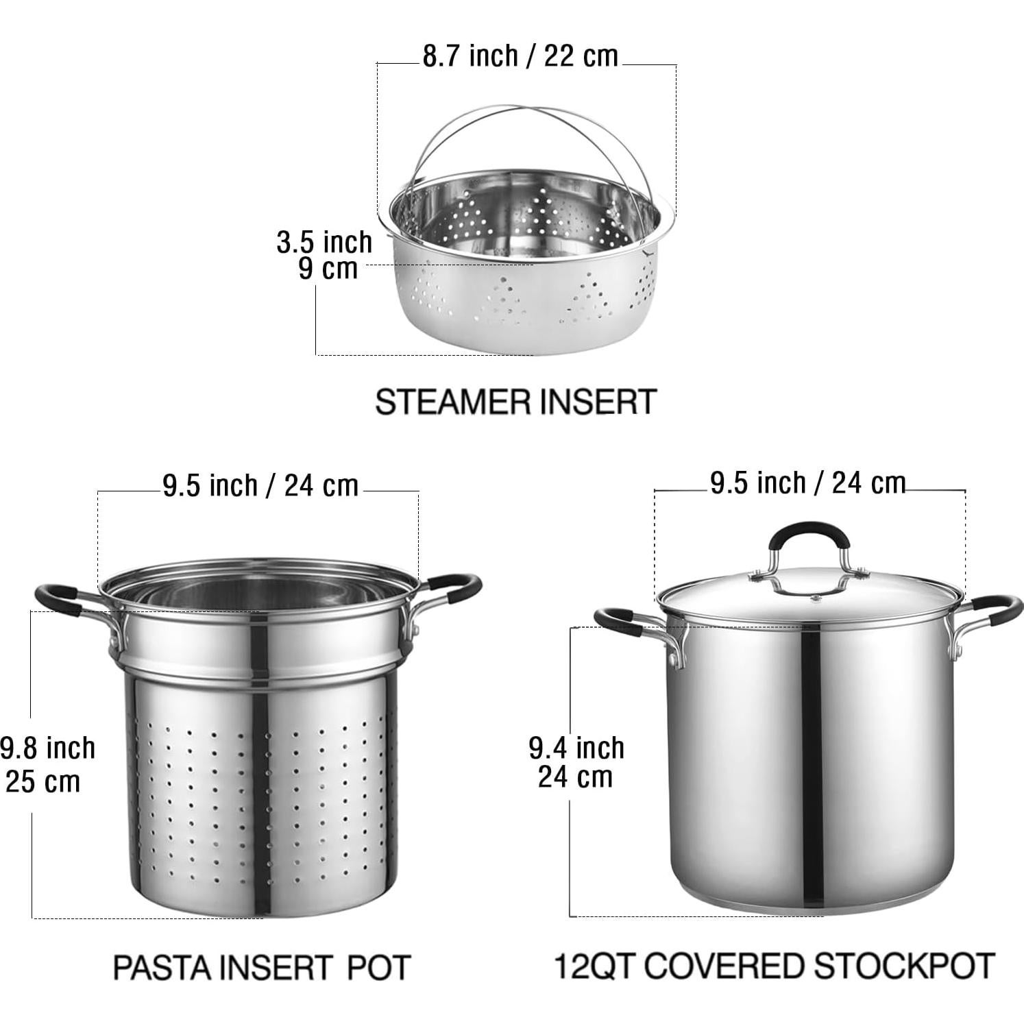 Olla de Pasta Cook N Home 12 Cuartos Acero Inoxidable 4 Piezas