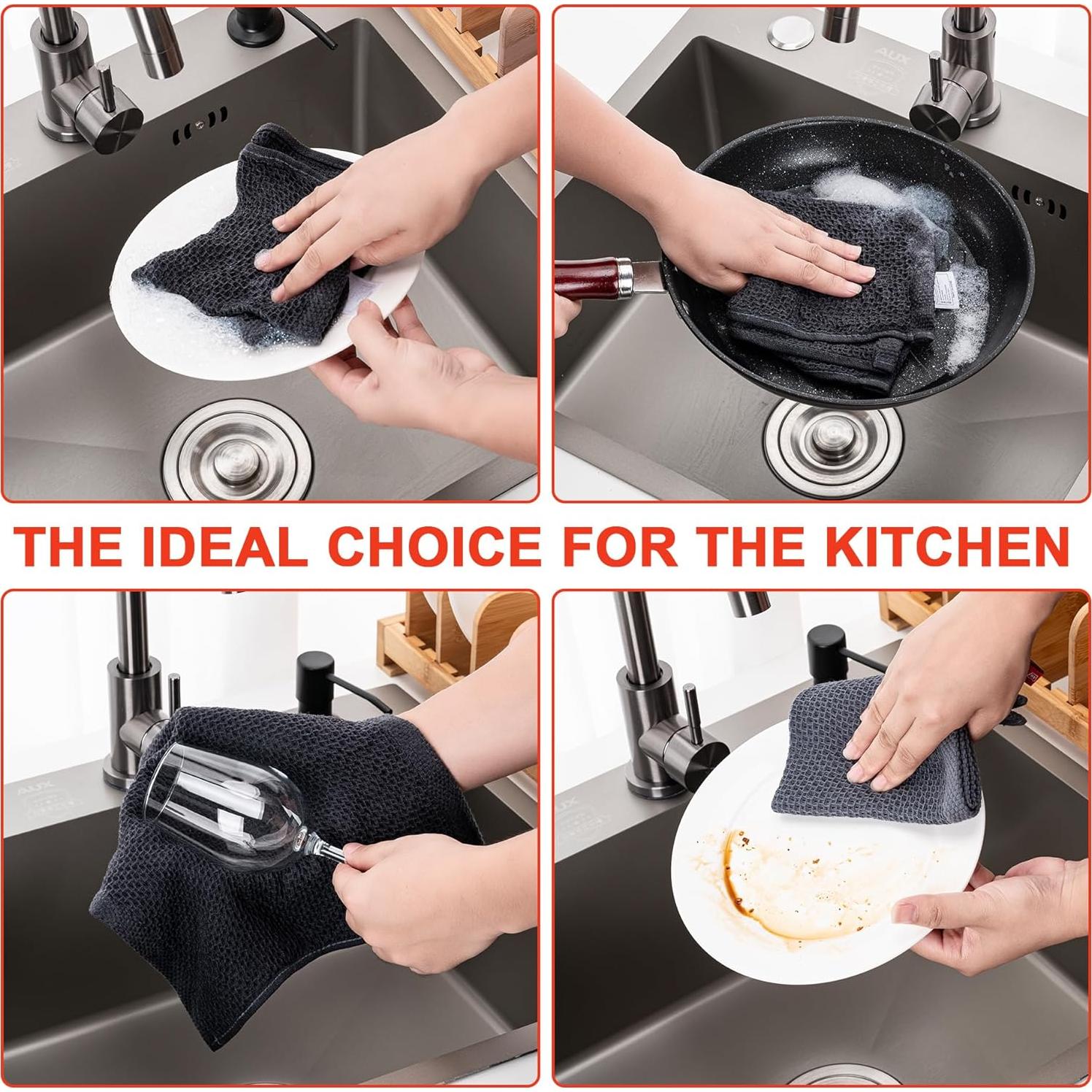 Paquete de 6 Paños de Cocina BOOMIBOO 100% Algodón Beige 30x30 cm