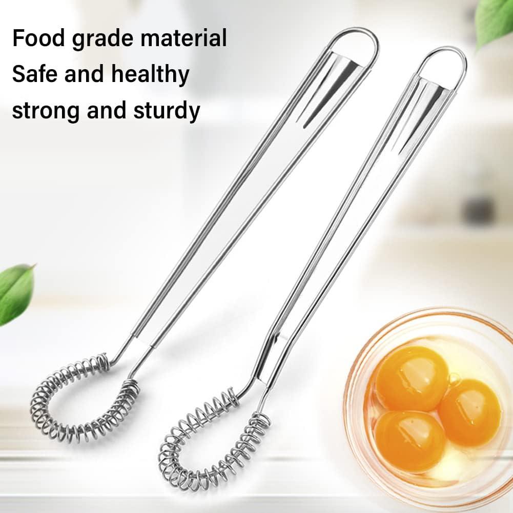 2pcs Egg Beater, Stainless Steel Mini Egg Whisk Beater Mini Spring Coil Whisk Handheld Milk Frother Foamer Foaming Creamy Coffee Mixer Spring Sauce Blender