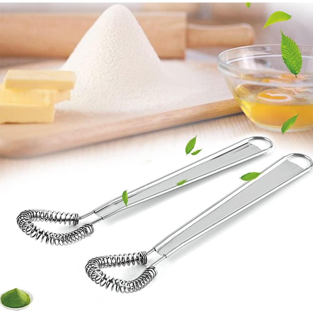 2pcs Egg Beater, Stainless Steel Mini Egg Whisk Beater Mini Spring Coil Whisk Handheld Milk Frother Foamer Foaming Creamy Coffee Mixer Spring Sauce Blender