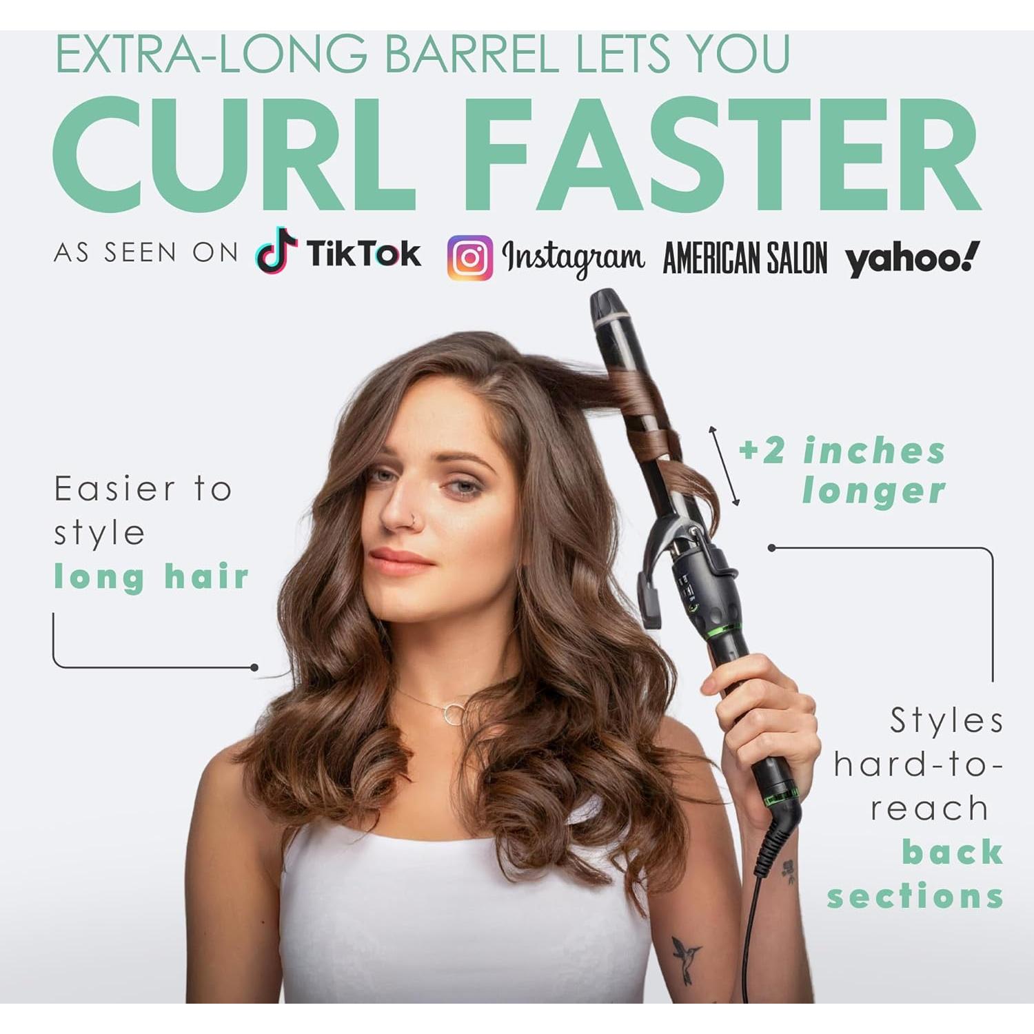 Plancha de Cabello Rizada MINT 1 Pulgada Cerámica Doble Calentador