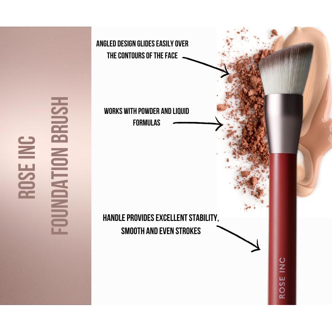 Brocha de Base Angulada Vegana Rose Inc - N° 3 para Maquillaje