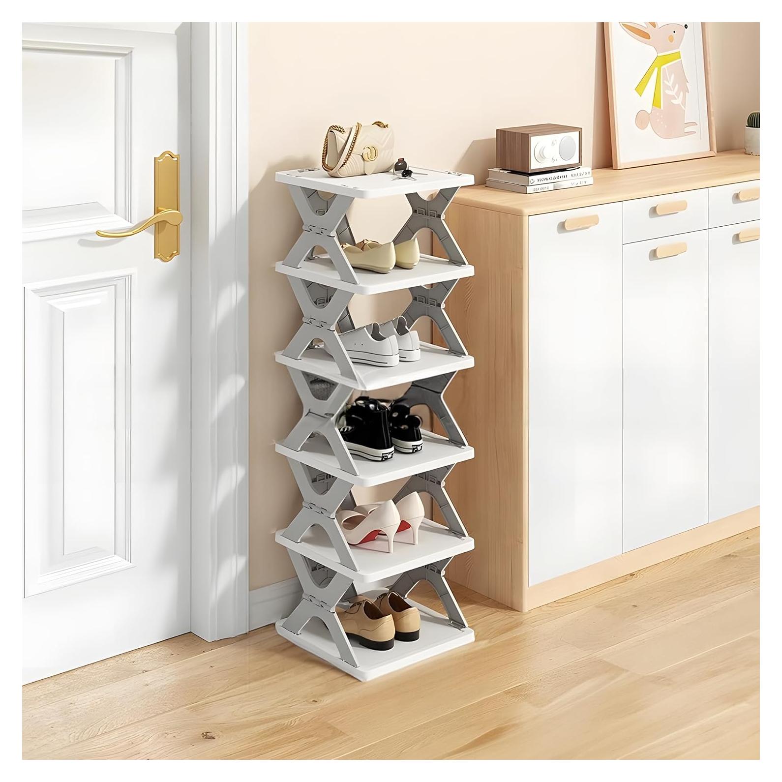 Estante para zapatos HUYFGDYSA 6 niveles colapsable gris 86 cm