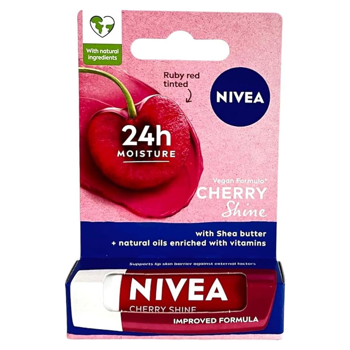 Bálsamo Labial Nivea Cherry Shine 4.8g - Hidratación Duradera