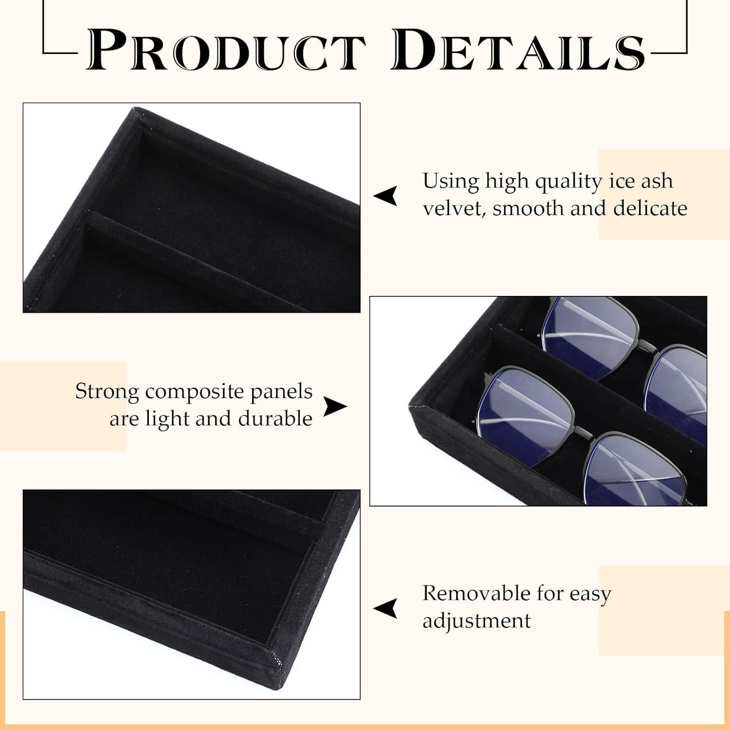 Organizador de Gafas de Sol Batiyeer 10 Rejillas Terciopelo Negro