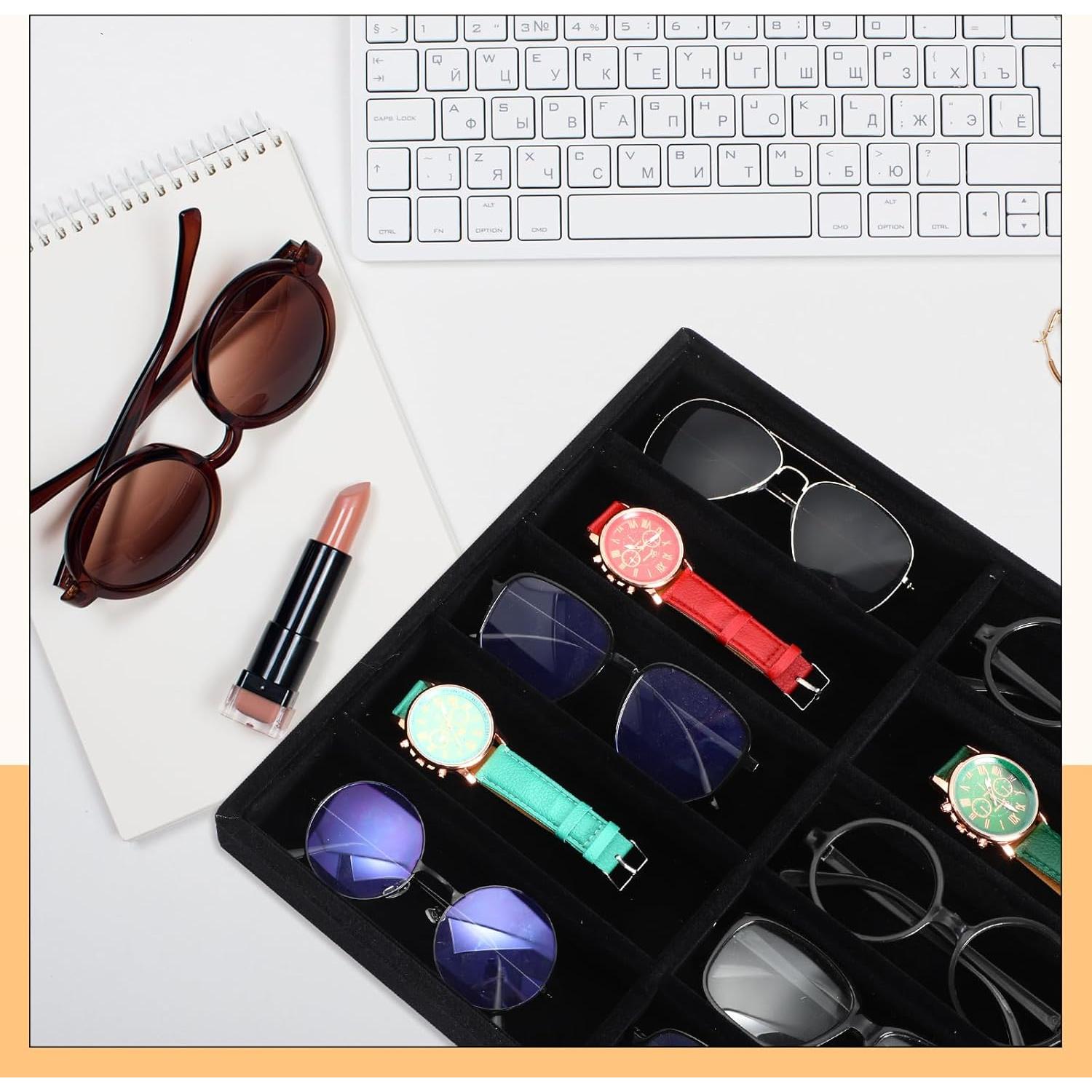 Organizador de Gafas de Sol Batiyeer 10 Rejillas Terciopelo Negro
