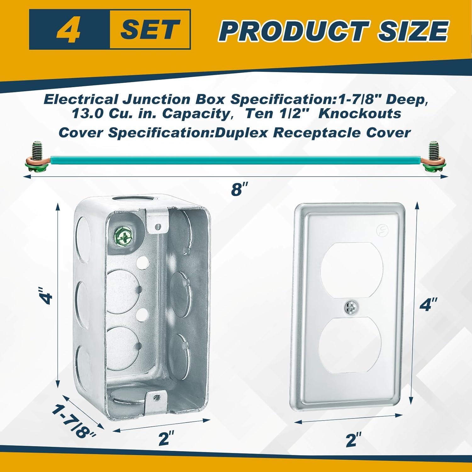 4 Cajas Eléctricas de Metal Copkim 10x5 cm con Tapa y Tornillos