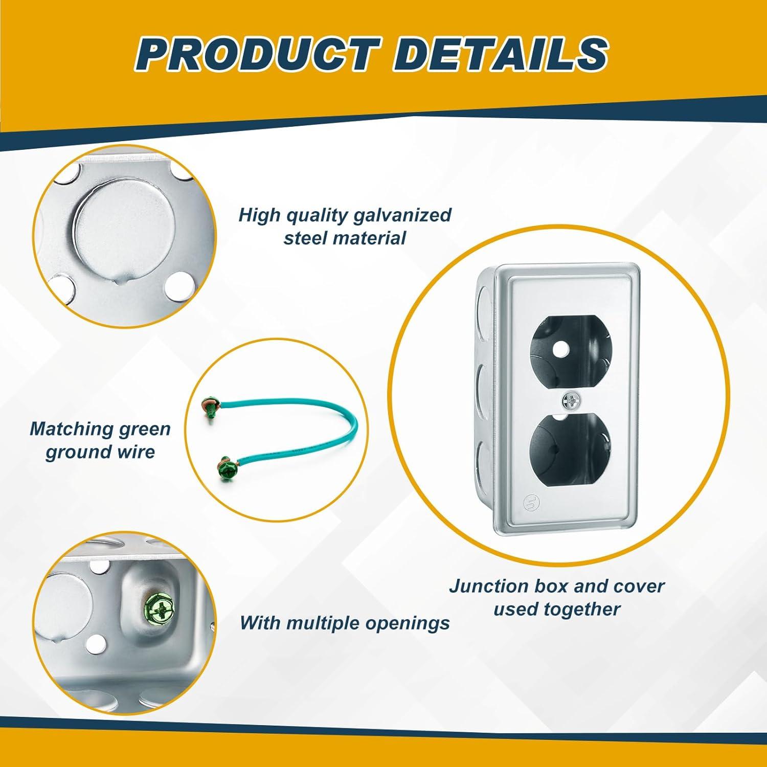 4 Cajas Eléctricas de Metal Copkim 10x5 cm con Tapa y Tornillos