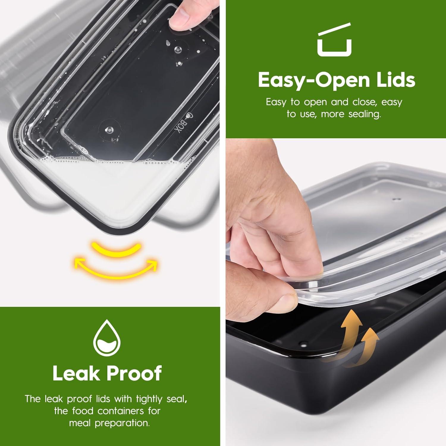 Contenedores de Comida Reutilizables Glotoch 32oz 50 Piezas